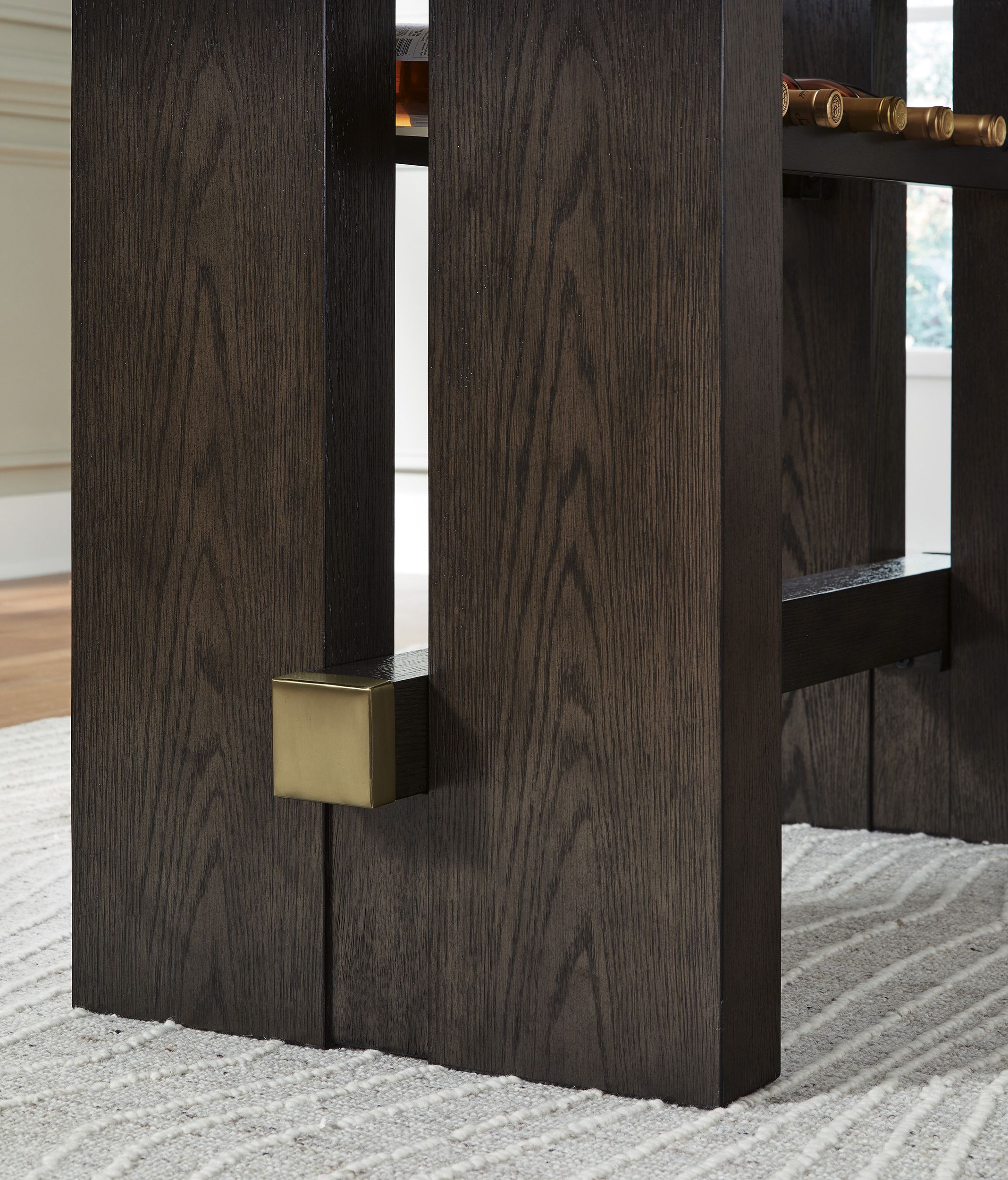 Burkhaus Wood Veneer Rectangular Counter Table w/Wine Rack