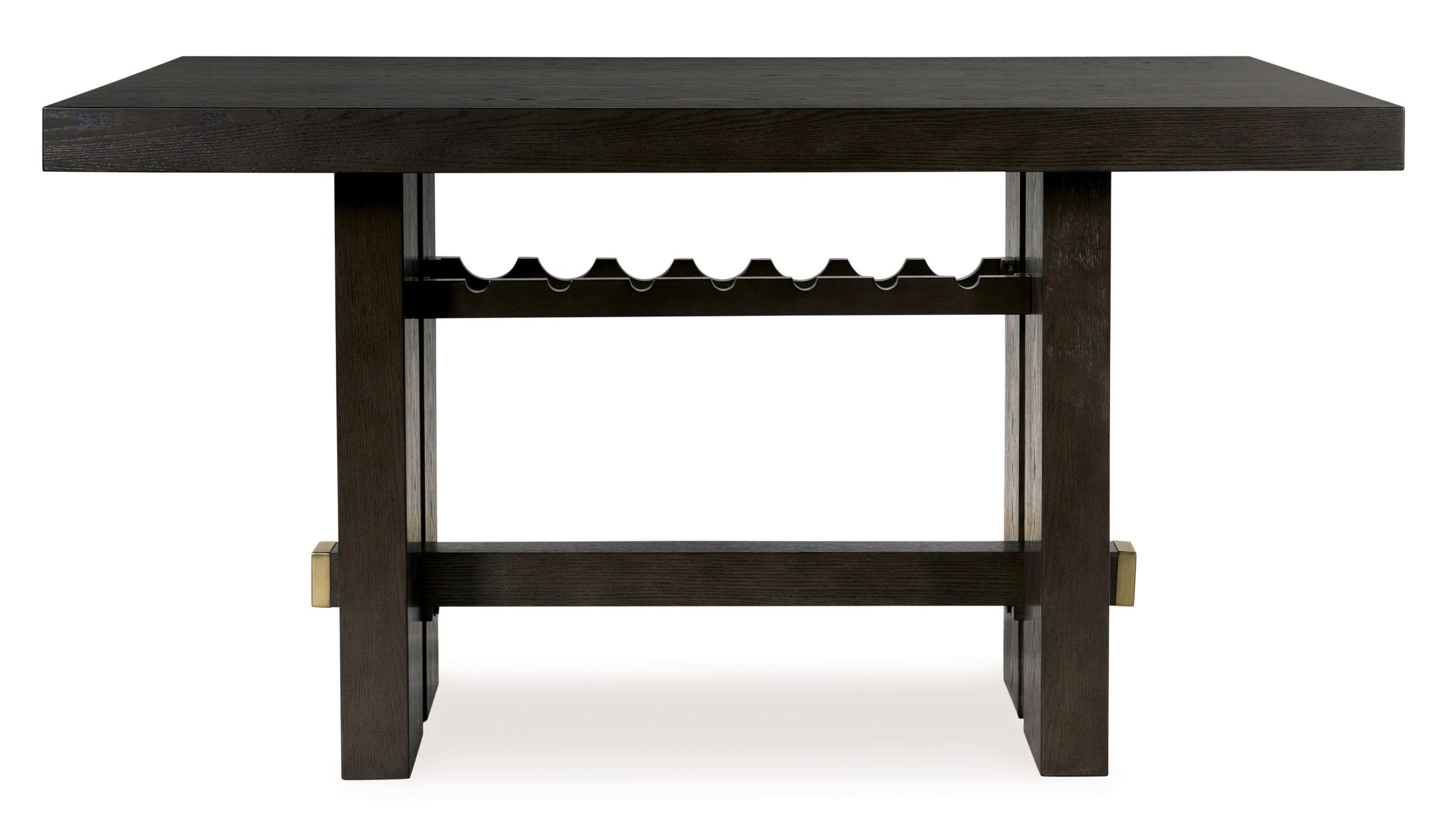 Burkhaus Wood Veneer Rectangular Counter Table w/Wine Rack