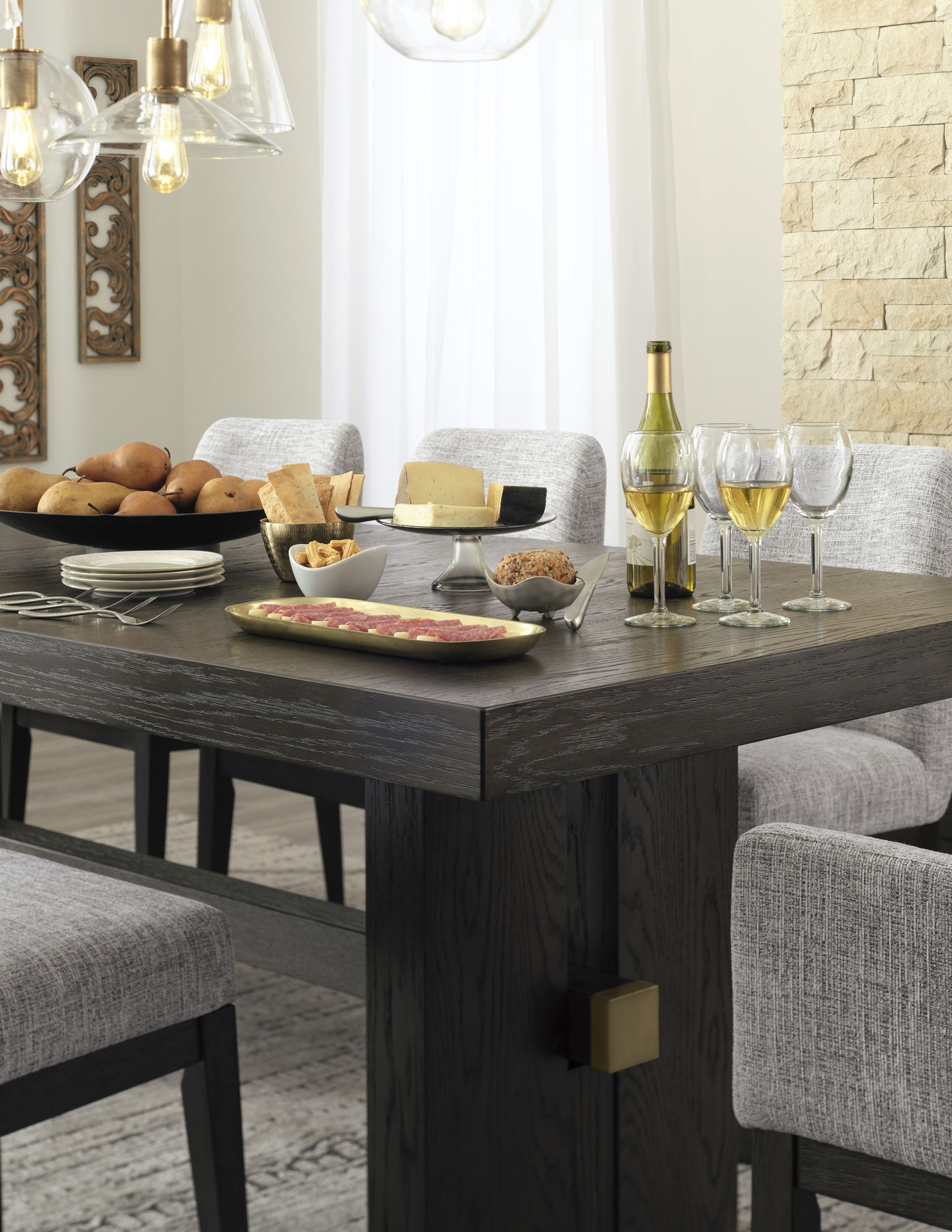 Burkhaus Wood Veneer Rectangular Extendable Dining Table
