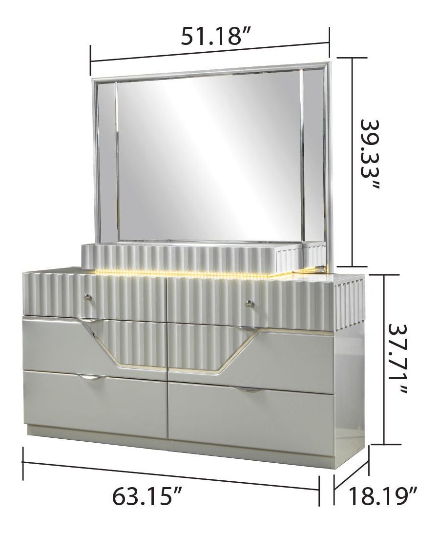 Da Vinci Wood Veneer Square Mirror with LED Lighting
