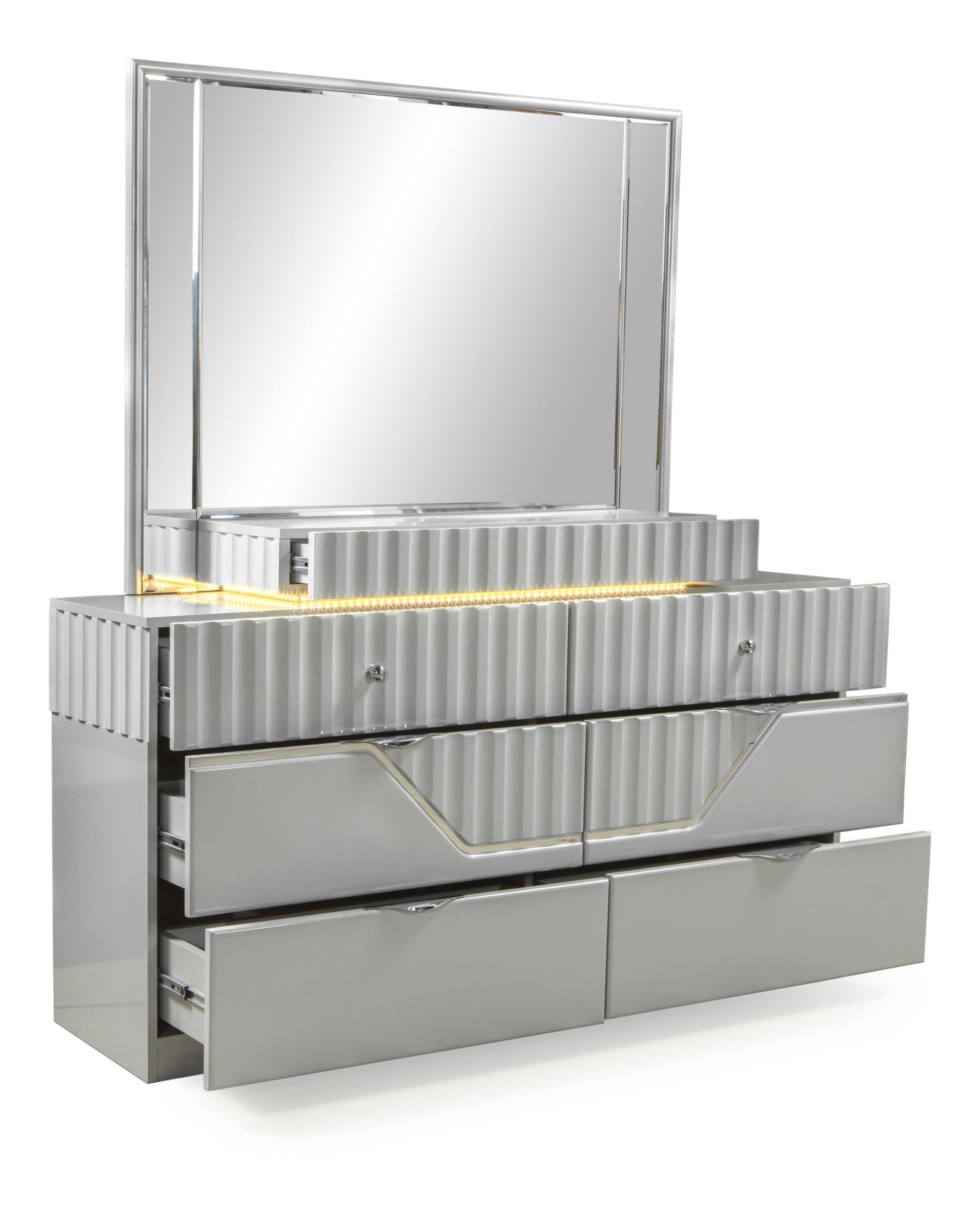 Da Vinci Wood Veneer Square Mirror with LED Lighting