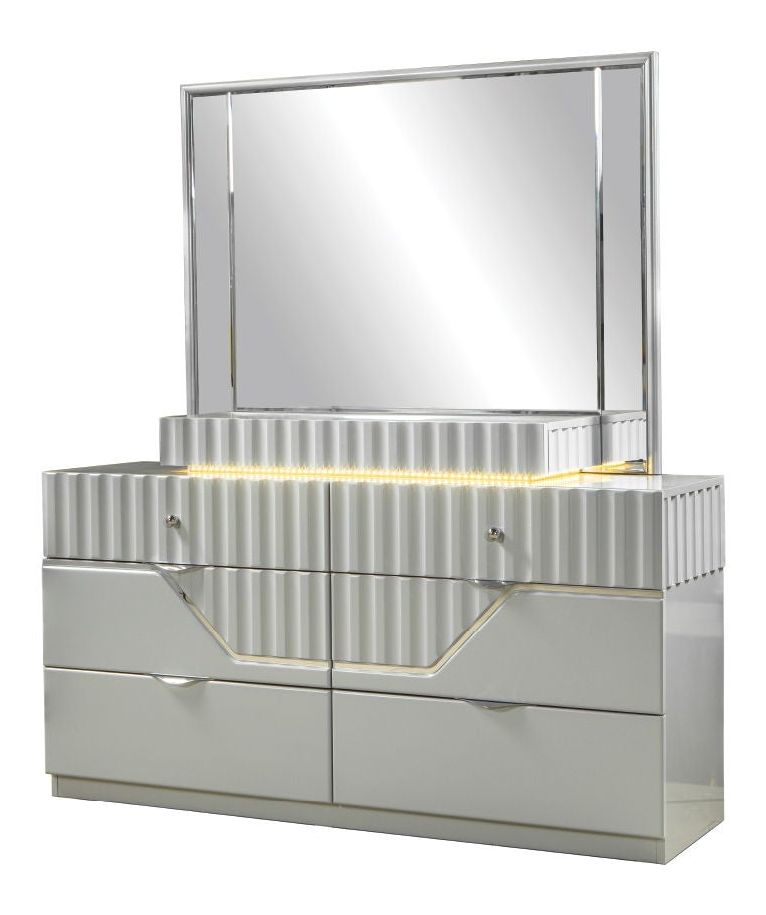 Da Vinci Wood Veneer Square Mirror with LED Lighting
