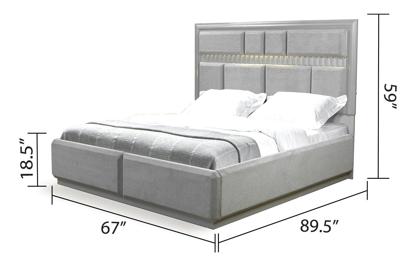 Da Vinci Bed with Fabric Upholstery & LED Lighting