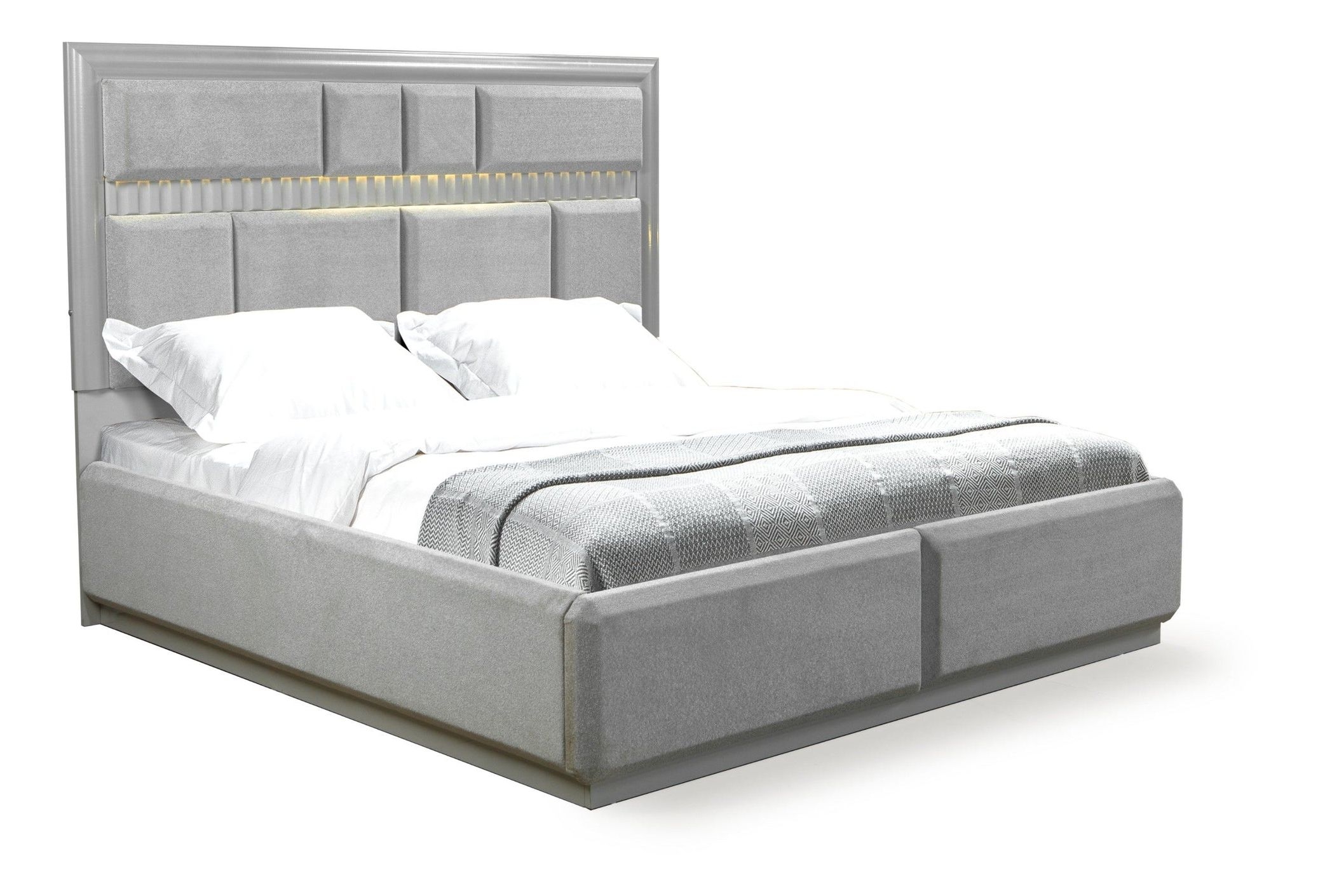 Da Vinci Bed with Fabric Upholstery & LED Lighting