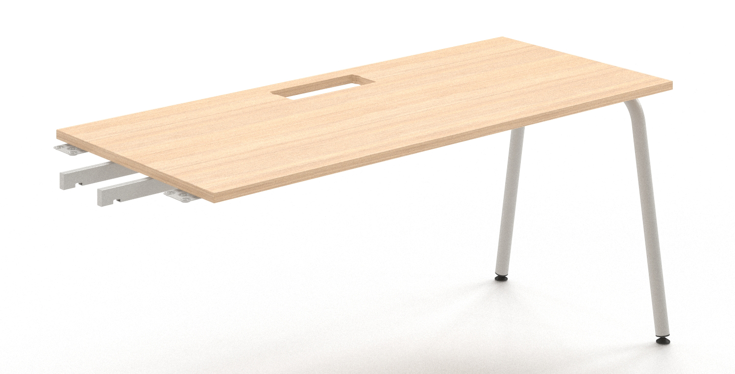 Office desk with round black metal legs and a maple-colored work surface, laminated chipboard. Office desk with round black metal legs and a maple-colored work surface, laminated chipboard. Office desk with round black metal legs and a maple-colored work 