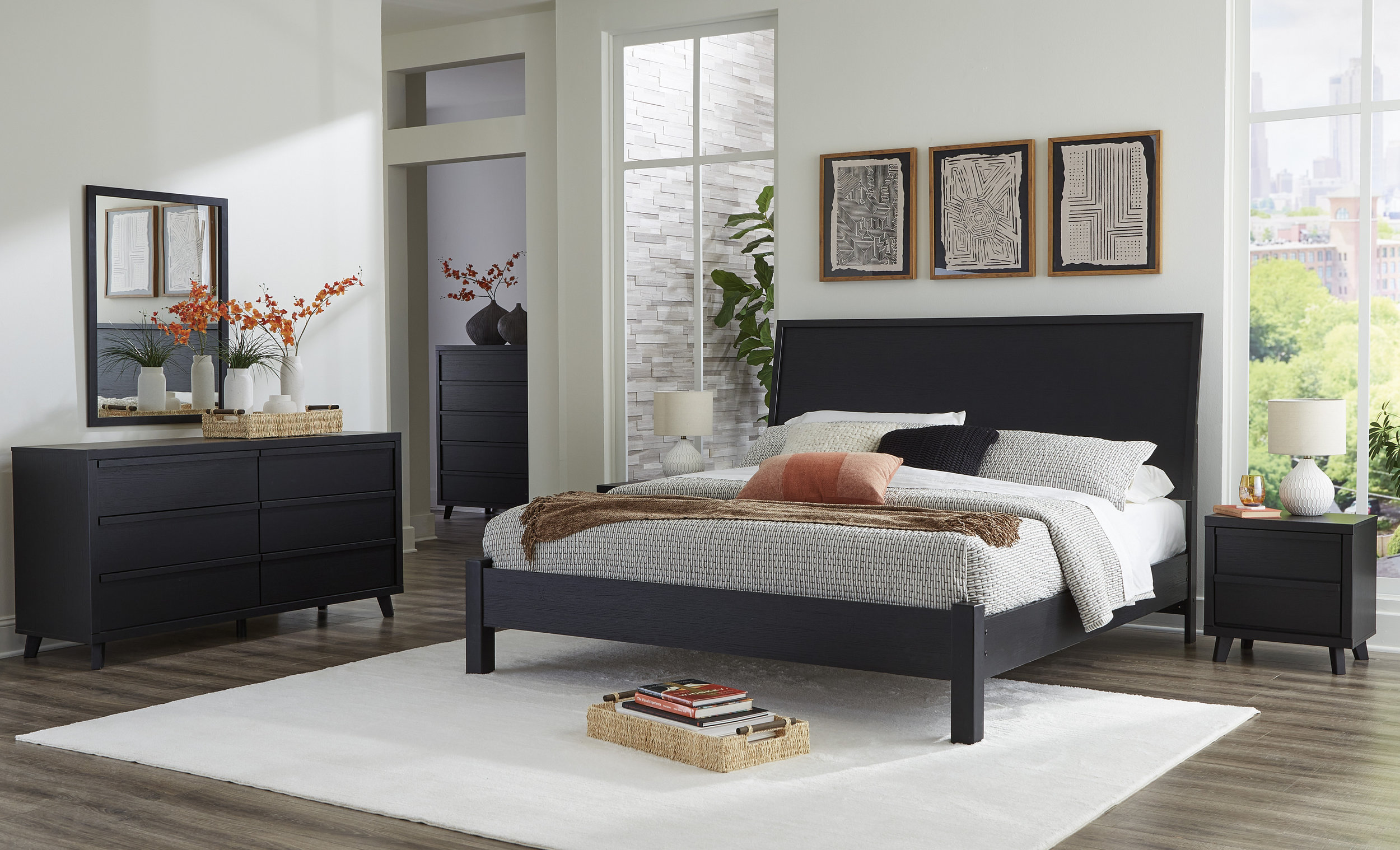 Danziar MDF/Wood Veneer Panel Bedroom Set