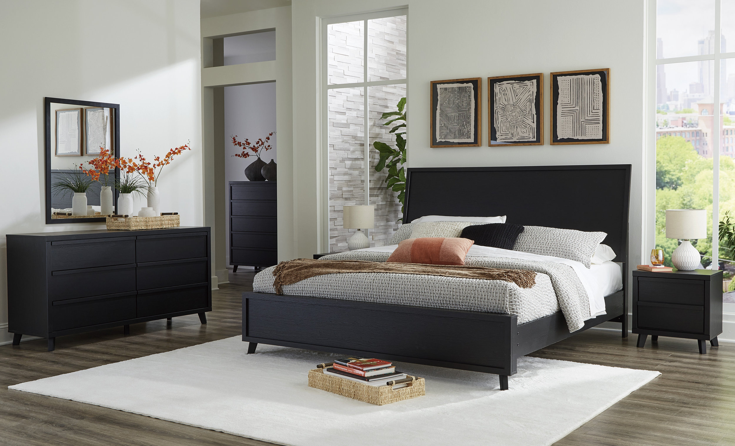 Danziar MDF/Wood Veneer Panel Bedroom Set w/Footboard