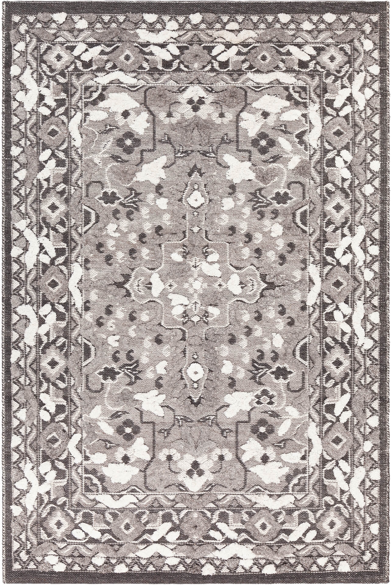 Daphne Wool/Viscose Rectangular Hand-woven Rug, Composition 1