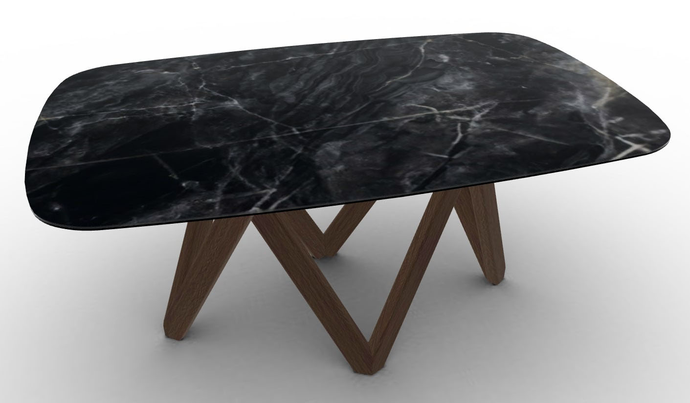 Cartesio W64.9"-79.9"-94.8" Ceramic/Metal/Wood Customizable Extendable Elliptical Dining Table