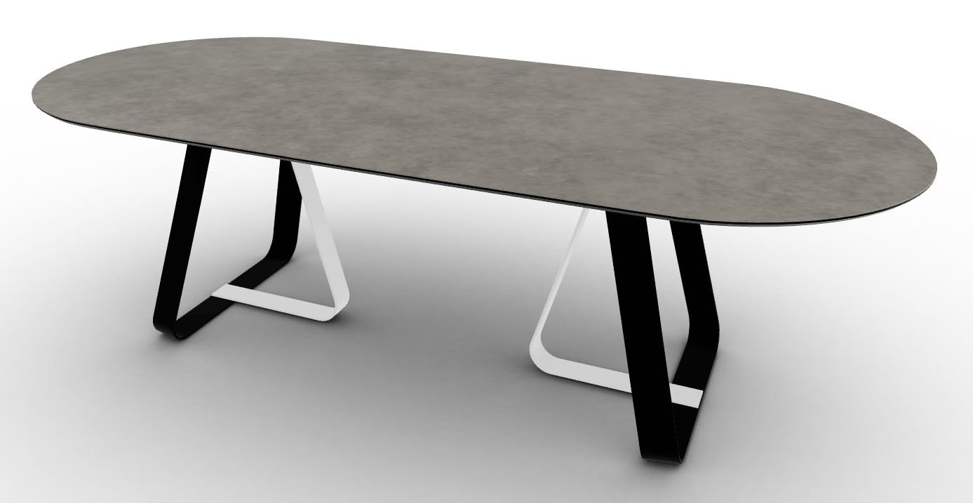 Sunshine W98.4-inch Ceramic/Metal Customizable Oval Dining Table