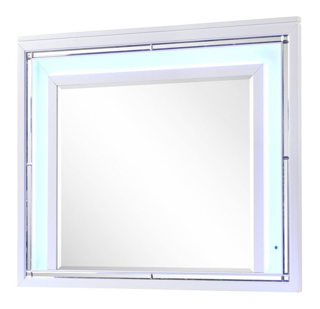 Shiney Wood Veneer Mirror with LED Lighting