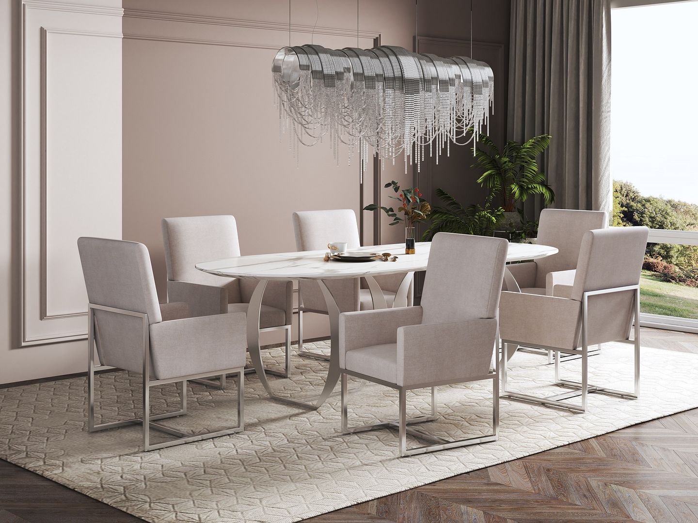 Manhattan Comfort Element Dining Armchair Set 