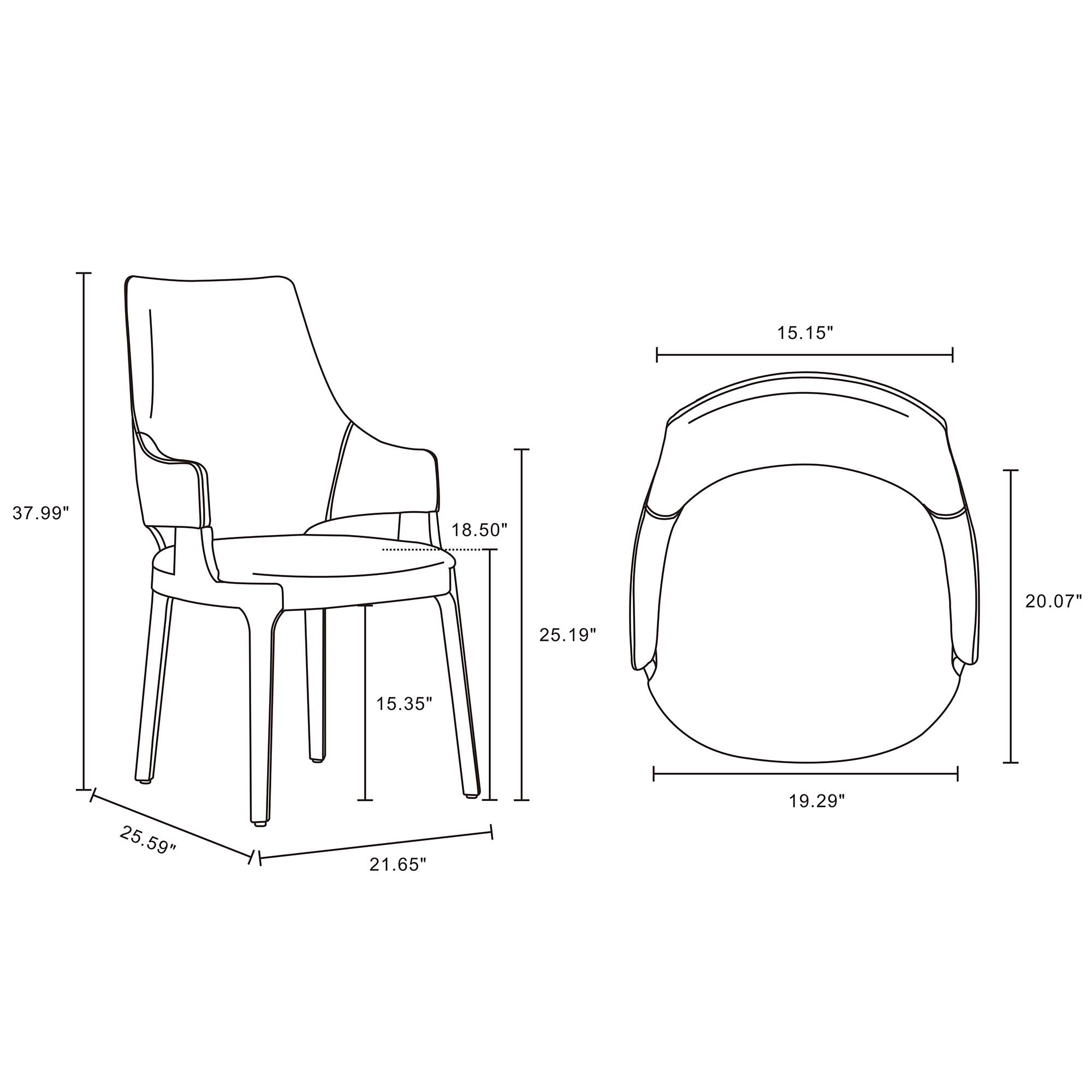 Kara Leatherette/Velvet Upholstered Dining Arm Chair 