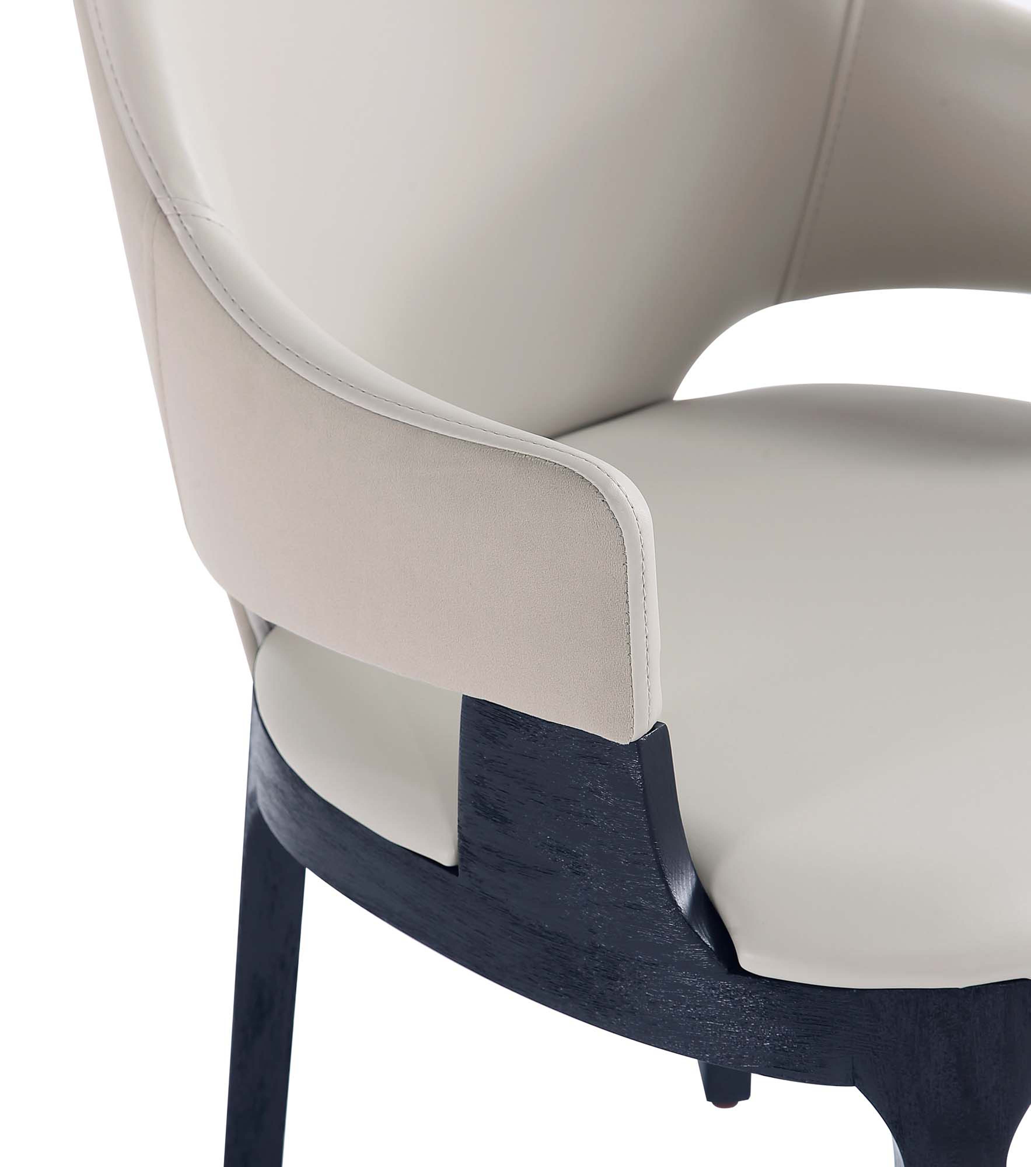Kara Leatherette/Velvet Upholstered Dining Arm Chair 