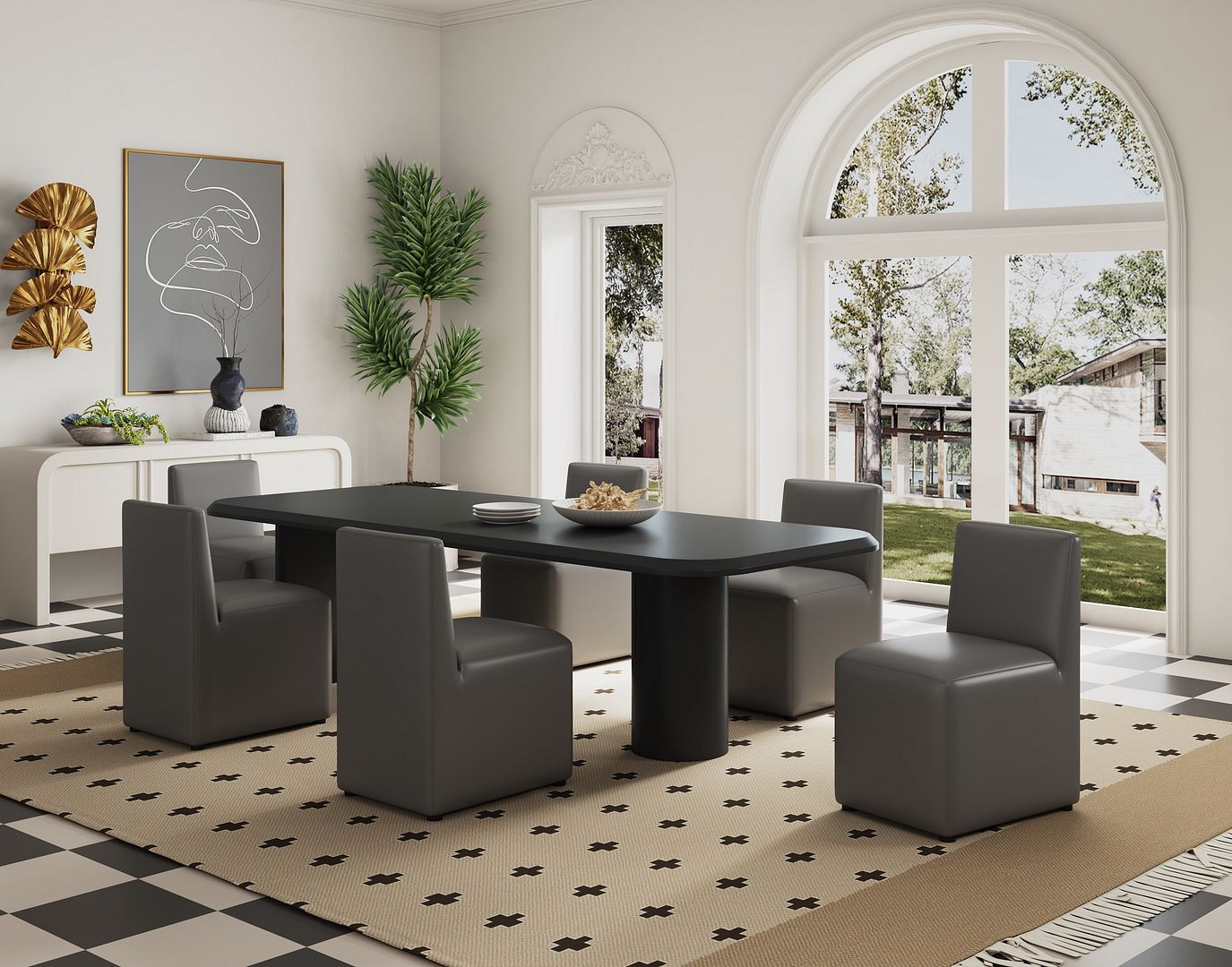 Anna Square Faux Leather Dining Chair 