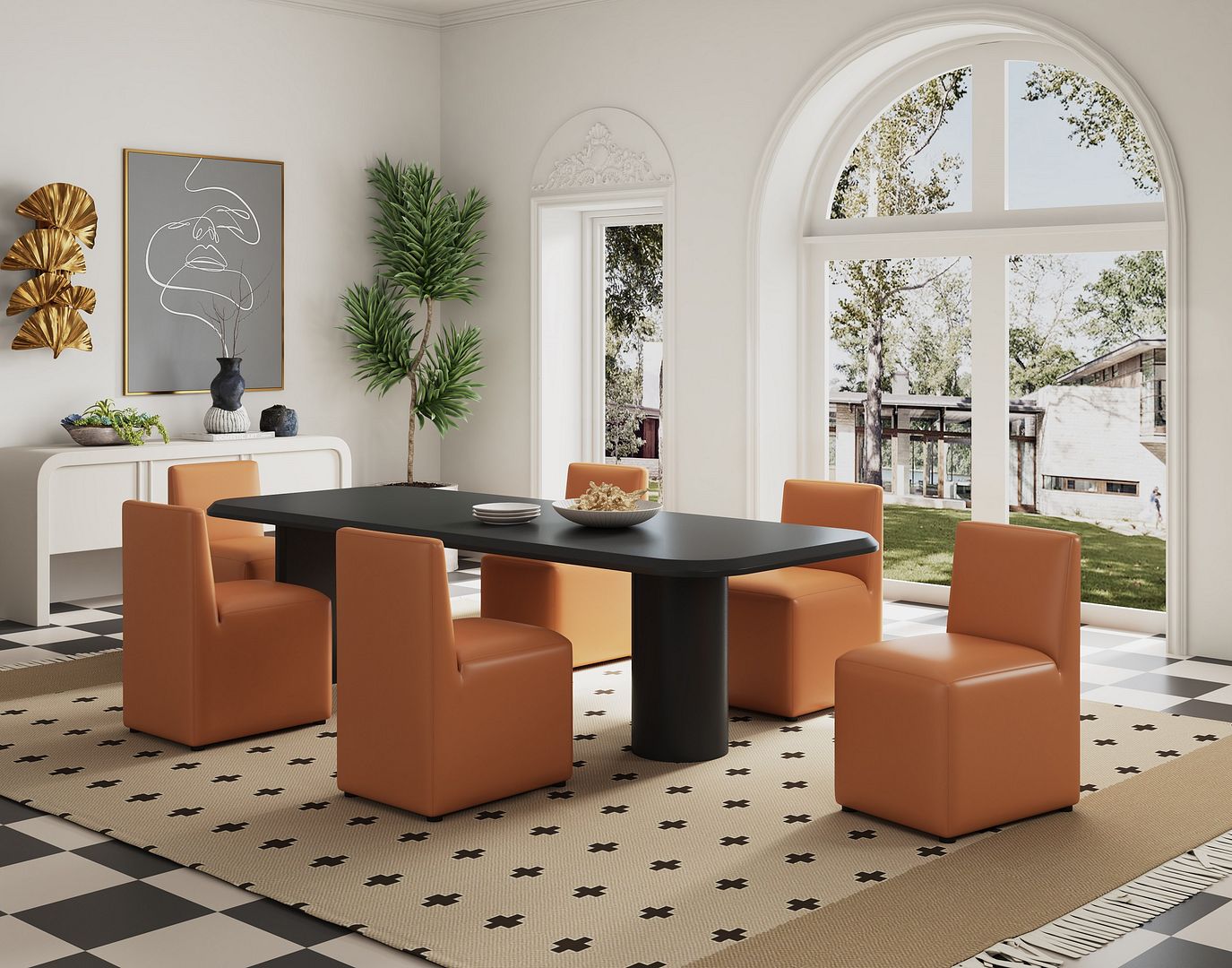 Anna Square Faux Leather Dining Chair 