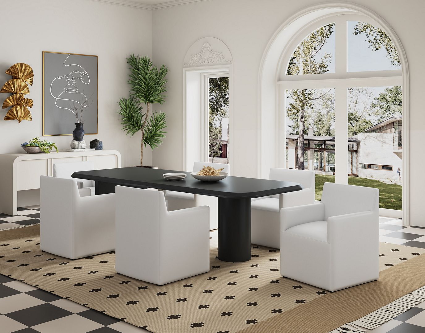 Anna Square Faux Leather Dining Armchair 