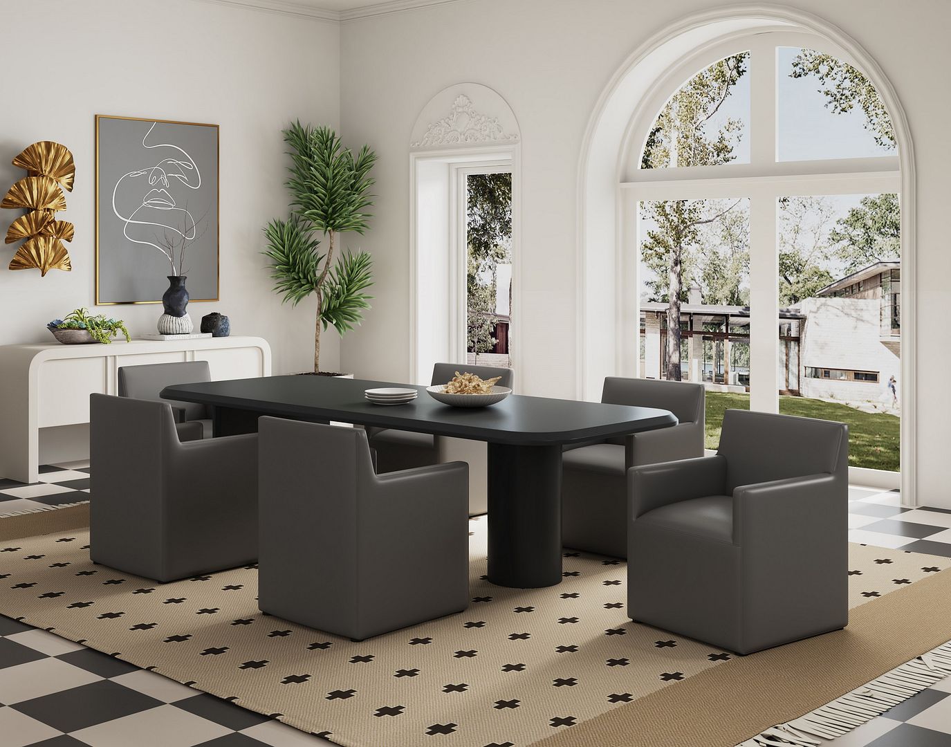 Anna Square Faux Leather Dining Armchair 