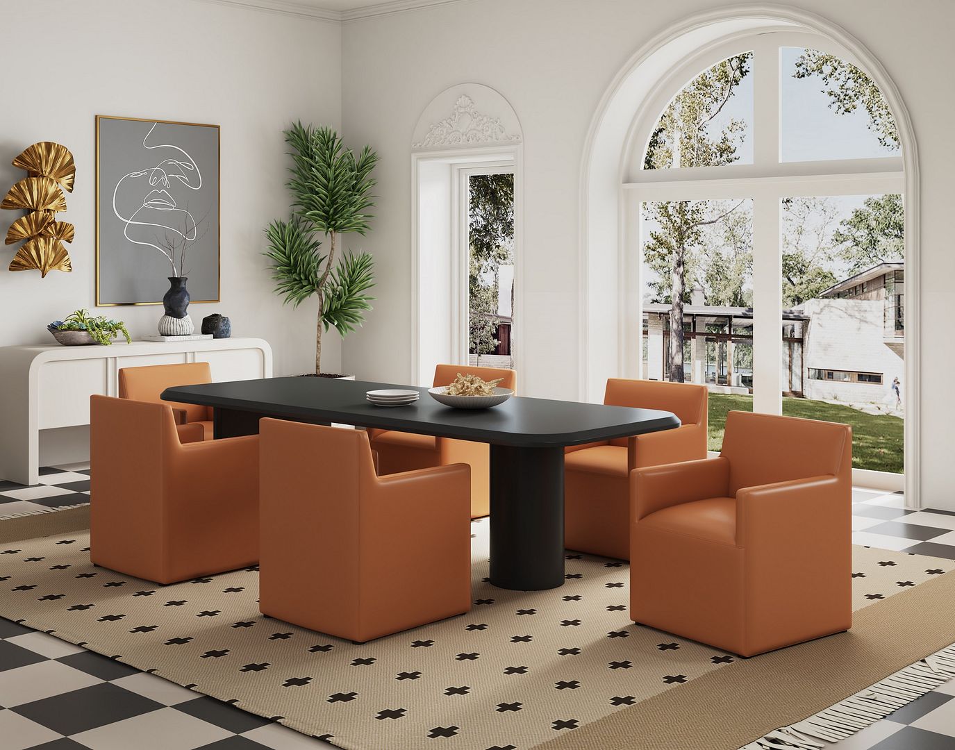 Anna Square Faux Leather Dining Armchair 