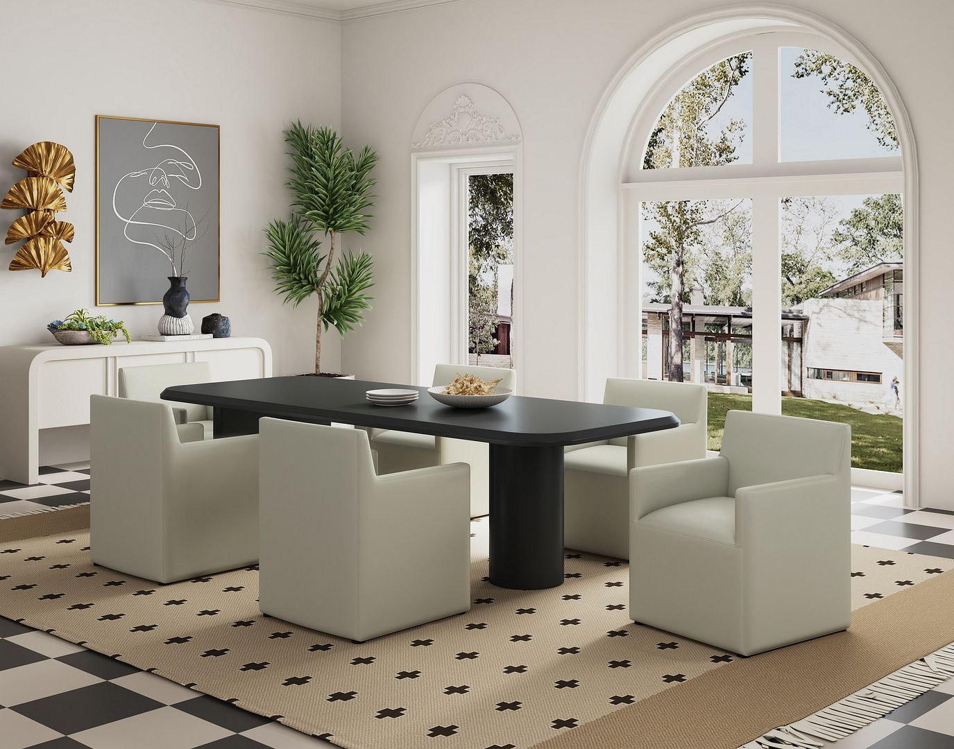 Anna Square Faux Leather Dining Armchair 