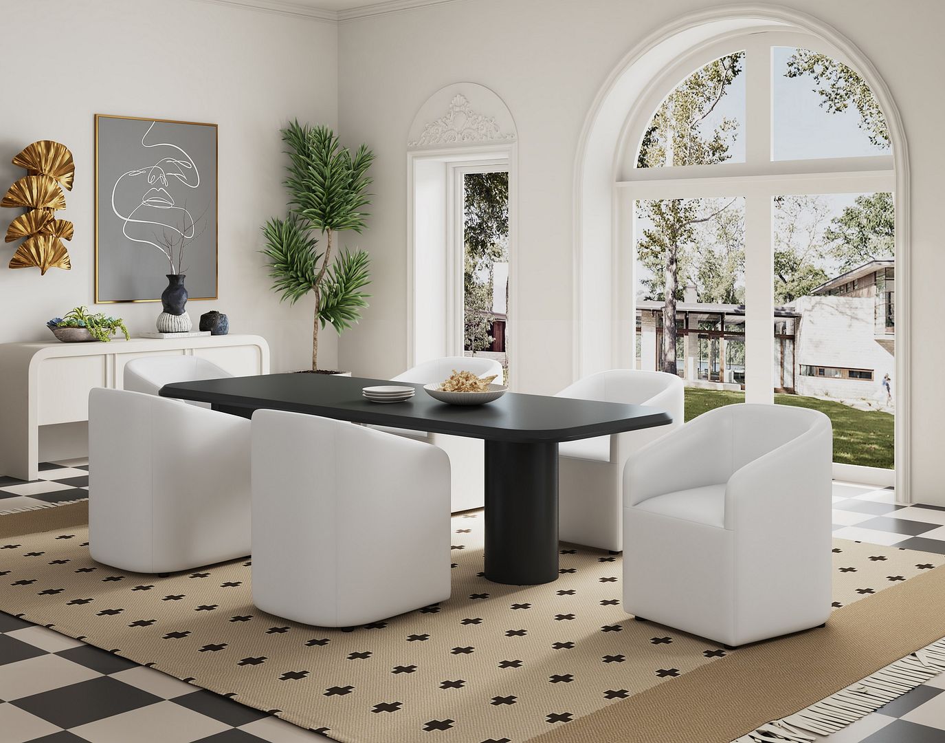Anna Round Faux Leather Dining Armchair 
