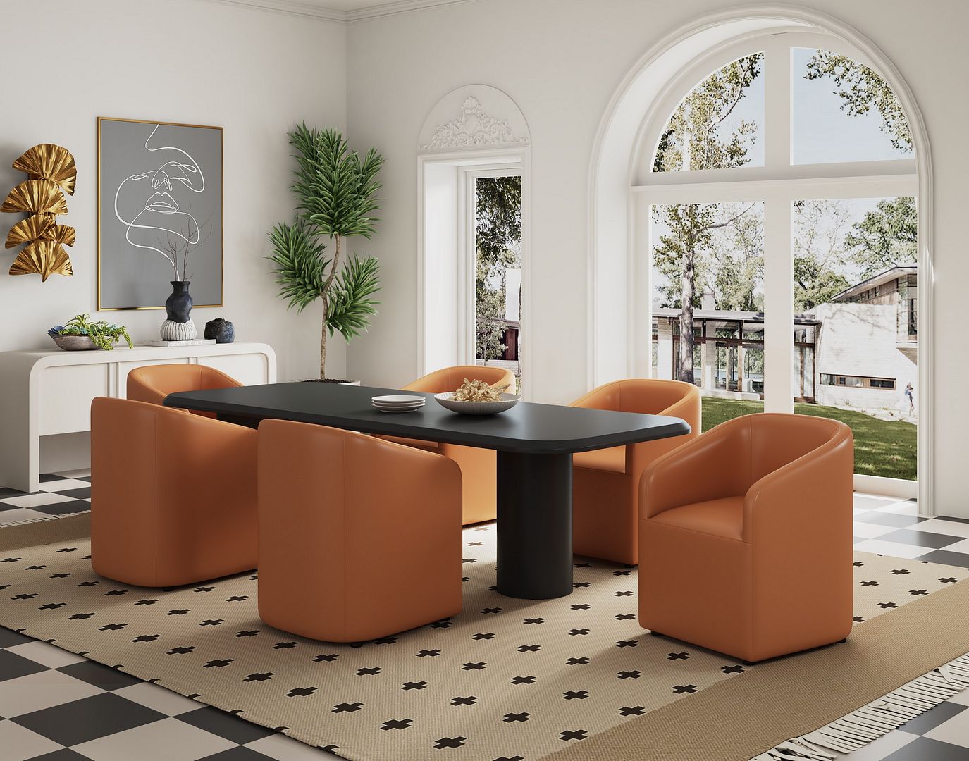Anna Round Faux Leather Dining Armchair 