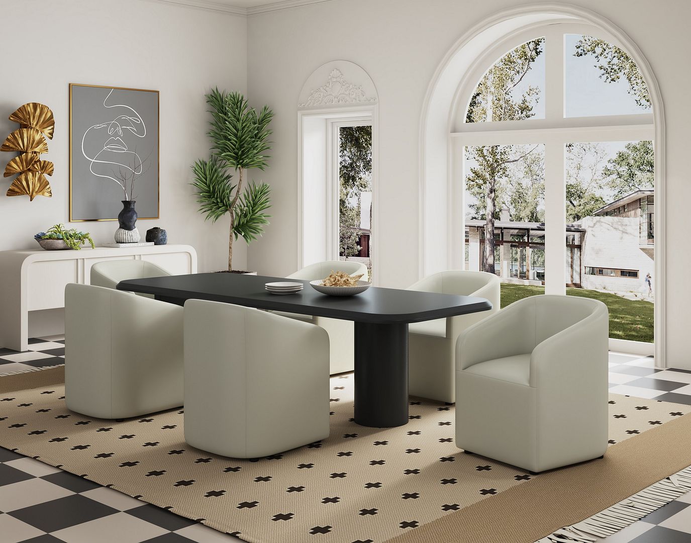 Anna Round Faux Leather Dining Armchair 