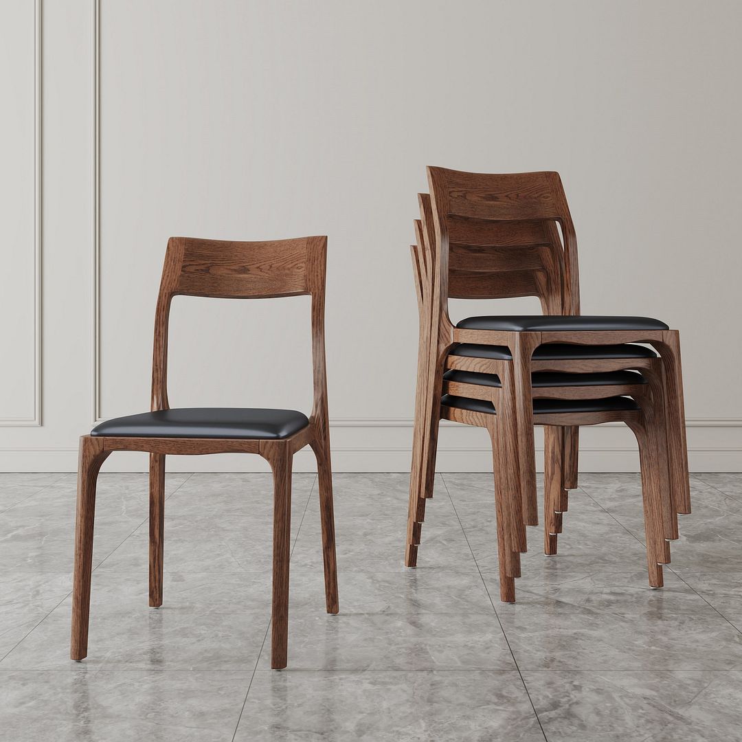 Moderno Leatherette Stackable Dining Chair, Set of 2