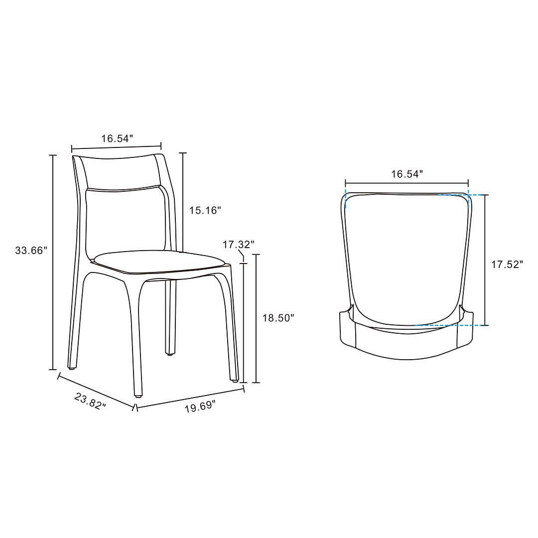 Moderno Leatherette Stackable Dining Chair, Set of 2