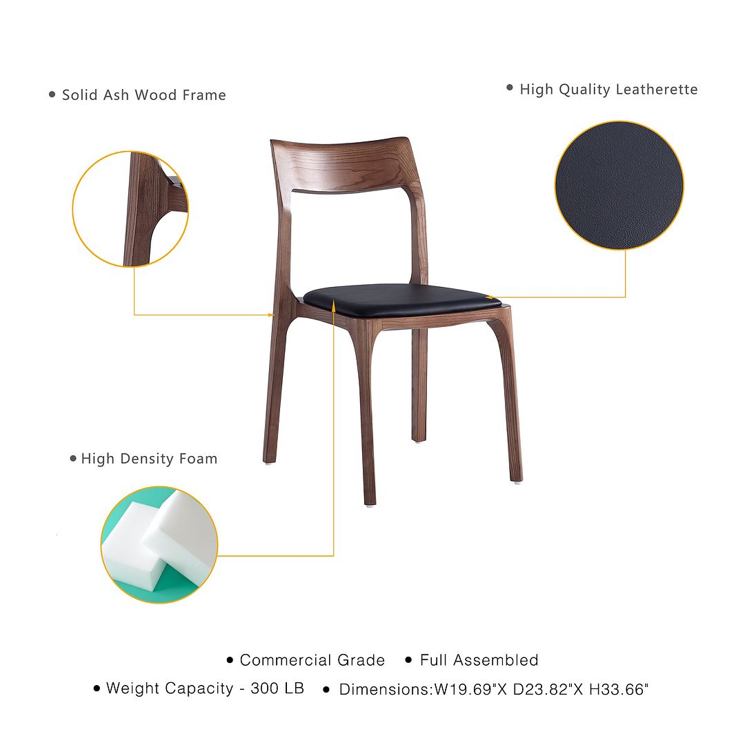 Moderno Leatherette Stackable Dining Chair, Set of 2
