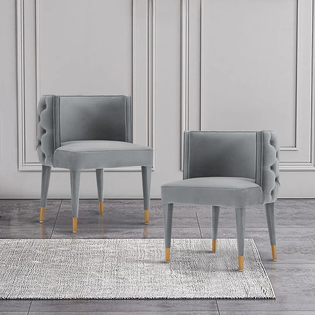 Manhattan Comfort Maya Tufted Velvet Dining Chair, Grey
