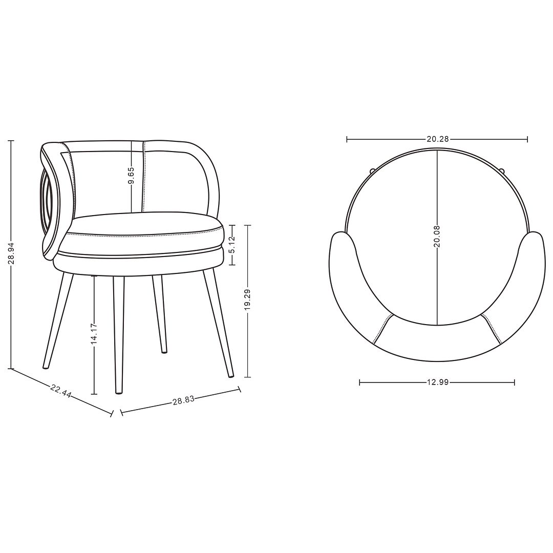 Kaya Pleated Velvet Dining Chair 