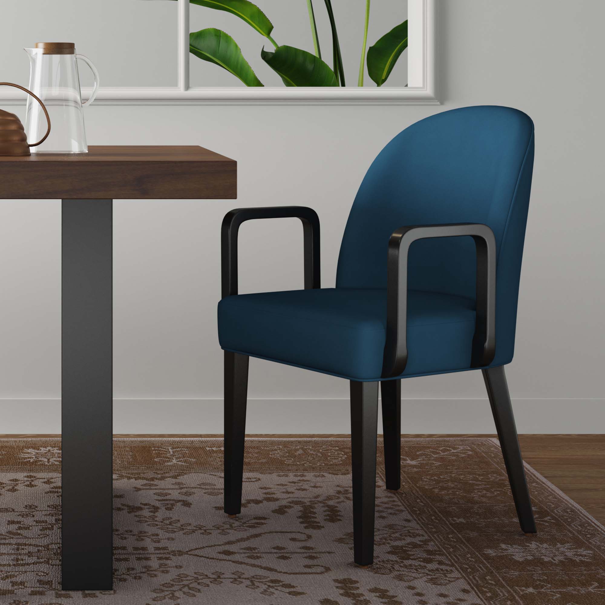 Hillman Velvet Upholstered Dining Arm Chair 