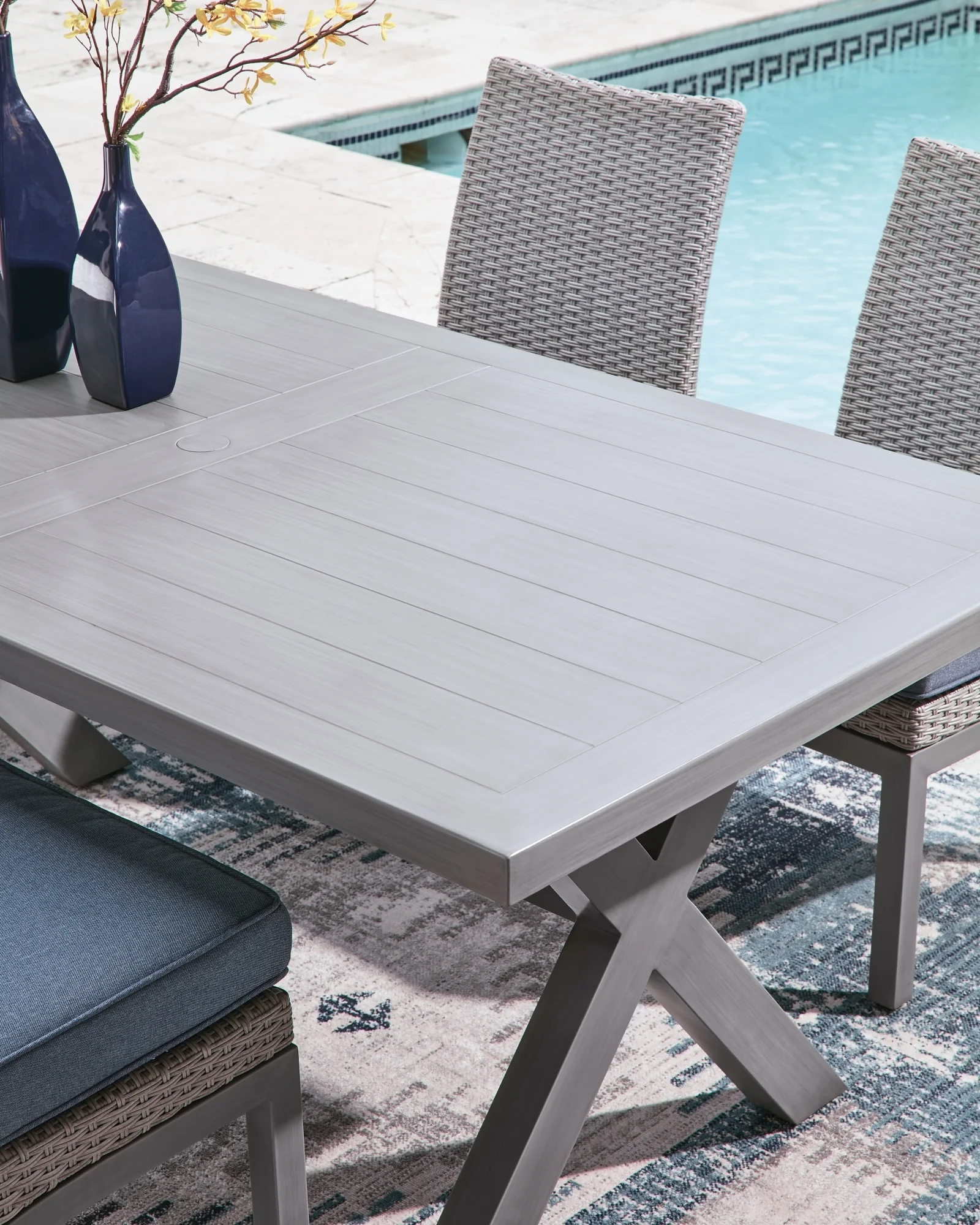Half Moon Beach Aluminum Rectangular Dining Table