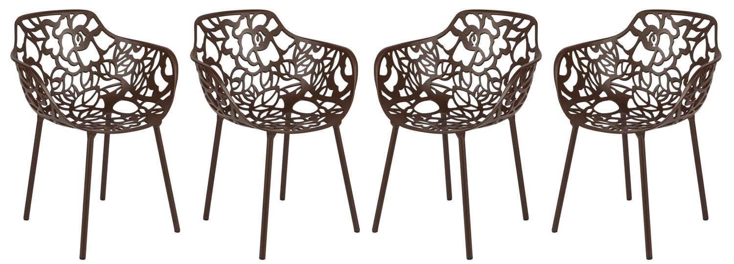 Devon Outdoor Aluminum Dining Arm Chair (Set of 4)