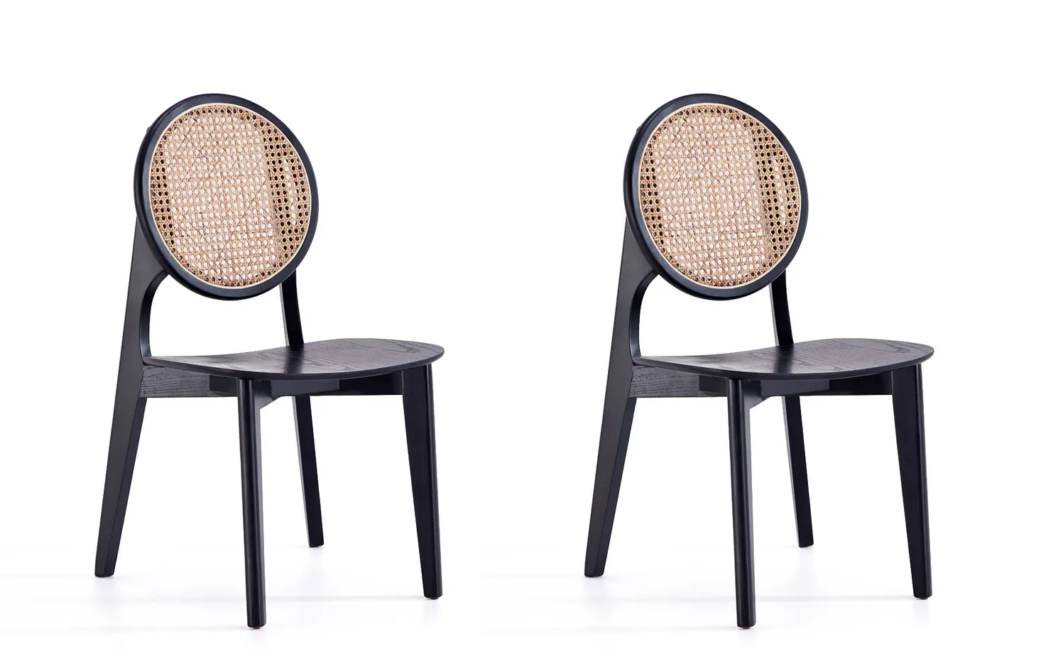 Versailles Round Dining Chair, Black/Natural Cane