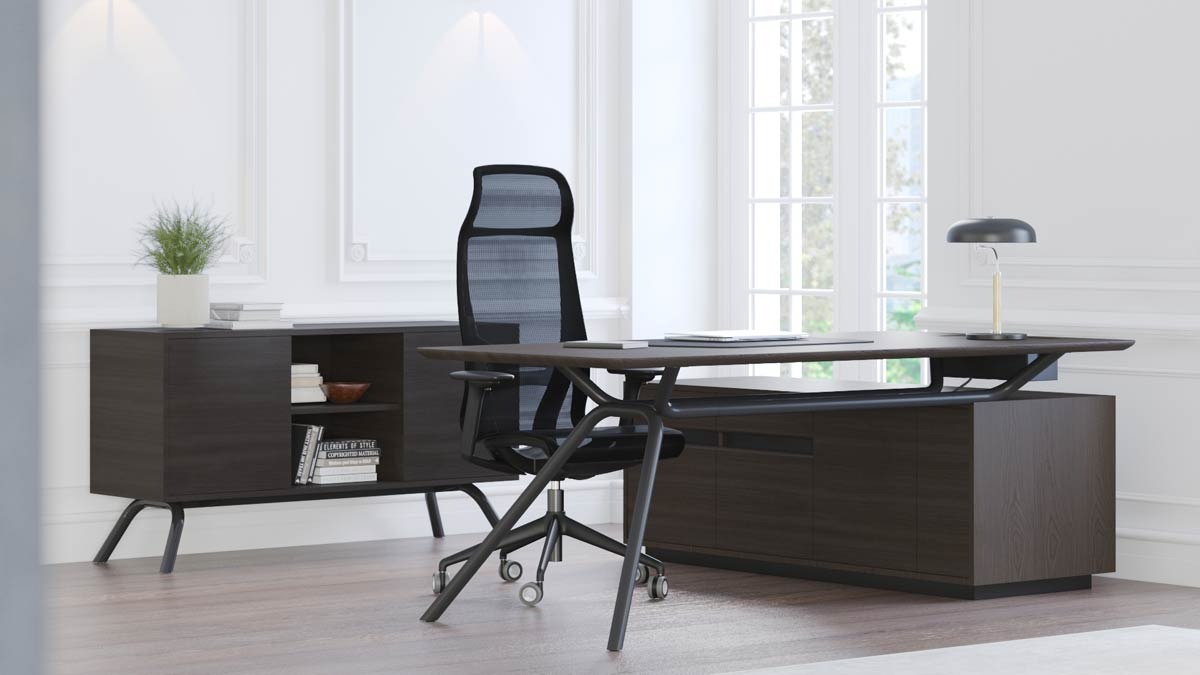 D-Chair Executive Swivel Adjustable Office Chair w/Black Frame & Base