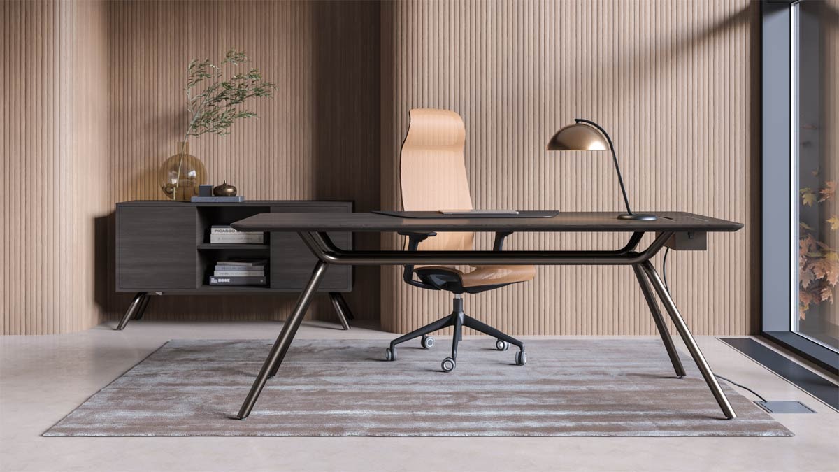 D-Chair Executive Swivel Adjustable Office Chair w/Black Frame & Base