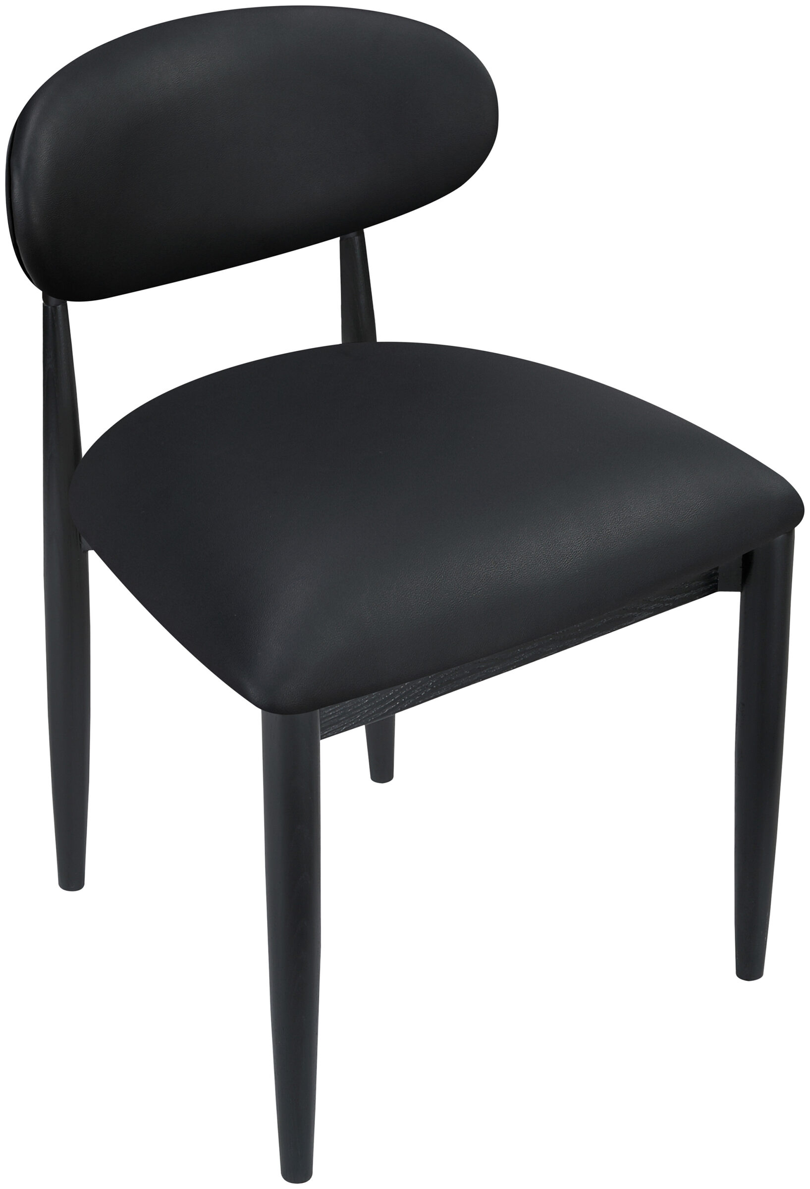 Riccio Vegan Leather Side Chair with Black Wood & Matte Black Iron Base