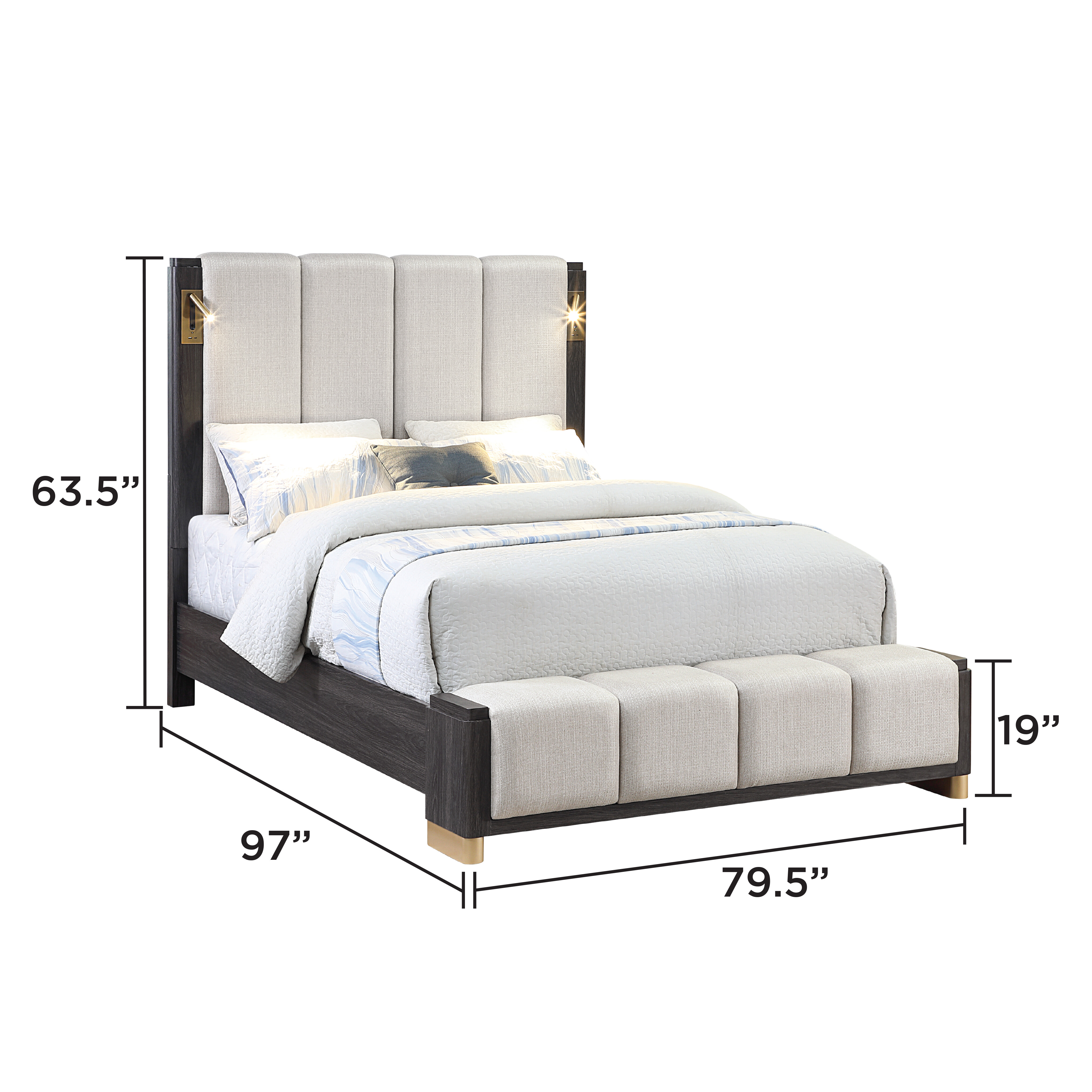 Clifton King Size Bed with Fabric Upholstered Headboard & Footboard