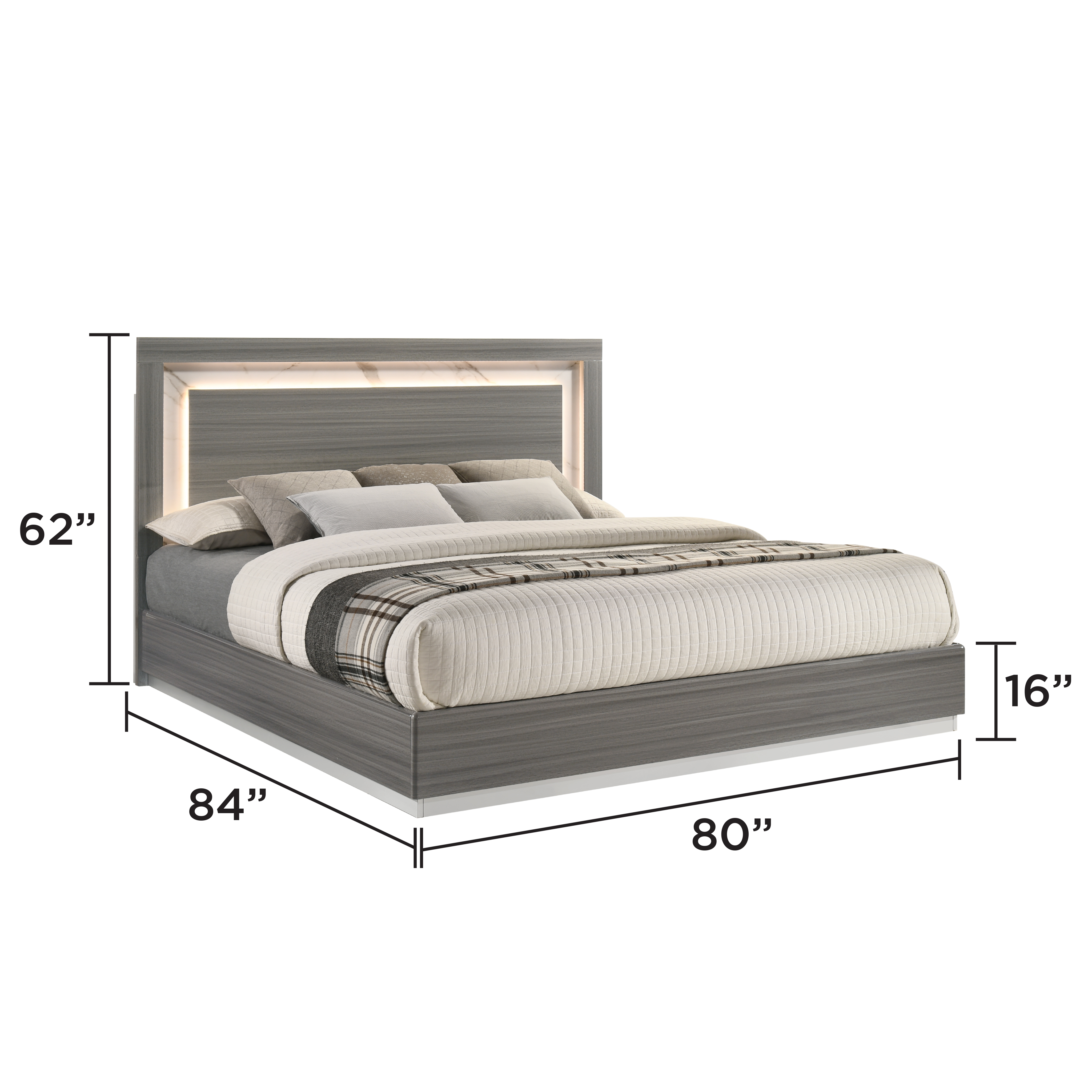Altima King Size Bed with LED Light