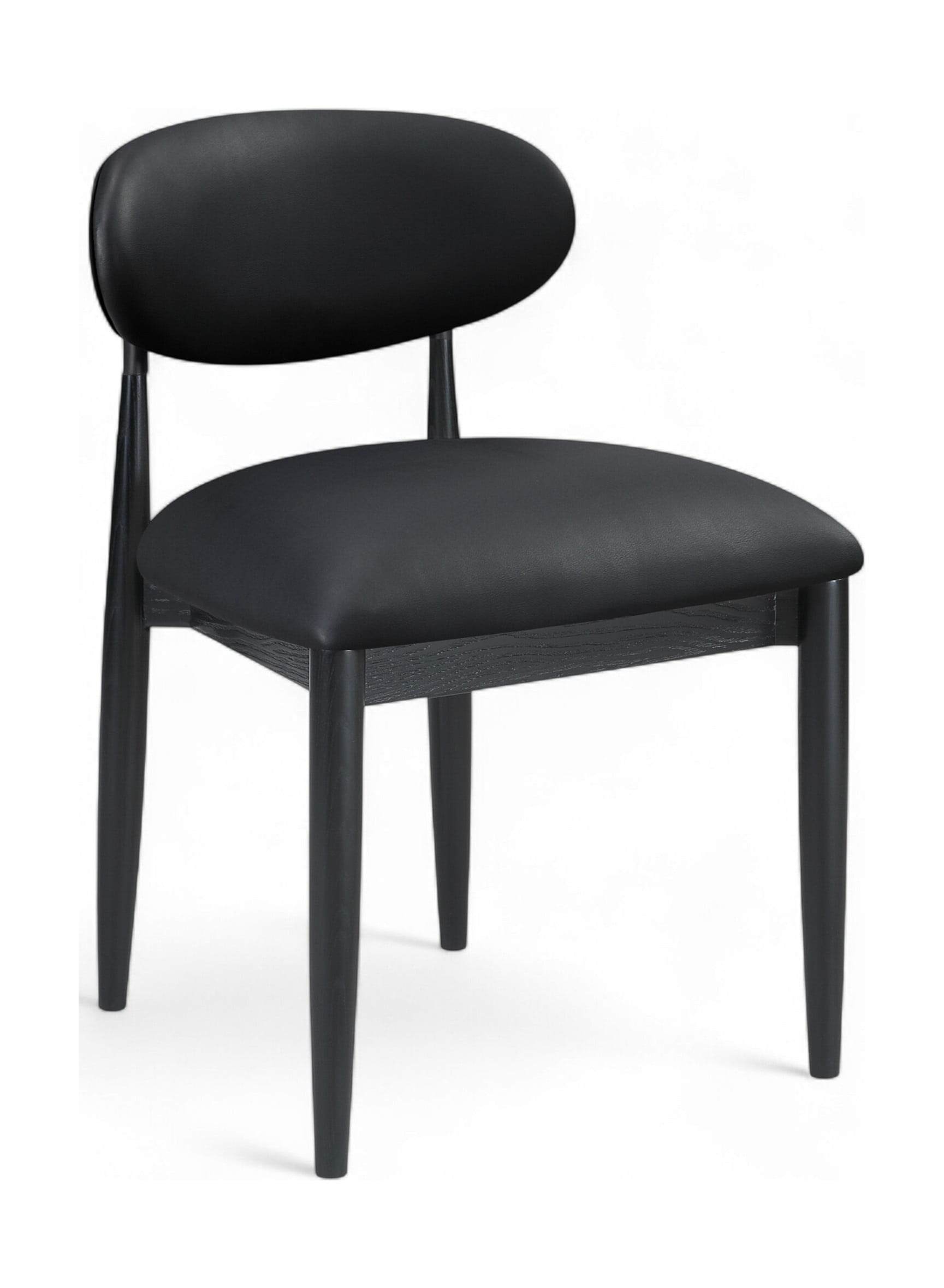 Riccio Vegan Leather Side Chair with Black Wood & Matte Black Iron Base