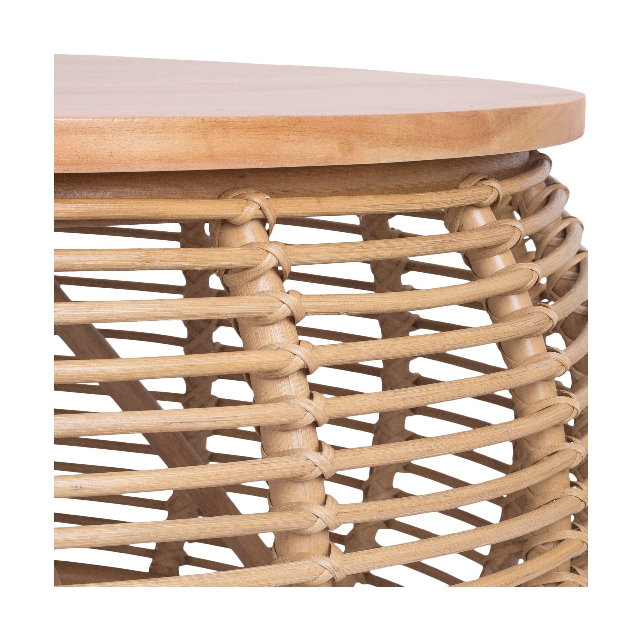 Iris Rattan Coffee Table with Wood Top