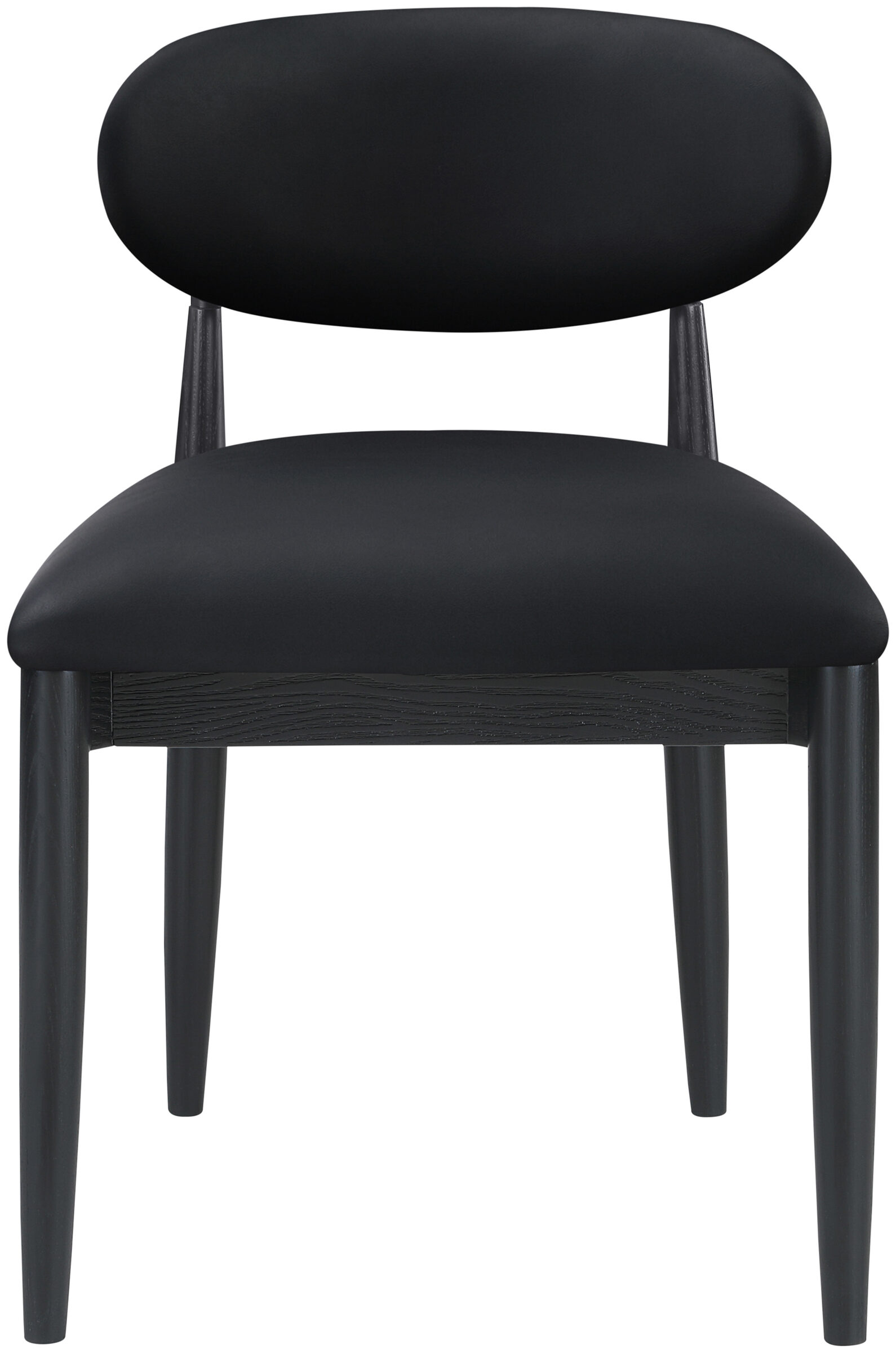 Riccio Vegan Leather Side Chair with Black Wood & Matte Black Iron Base