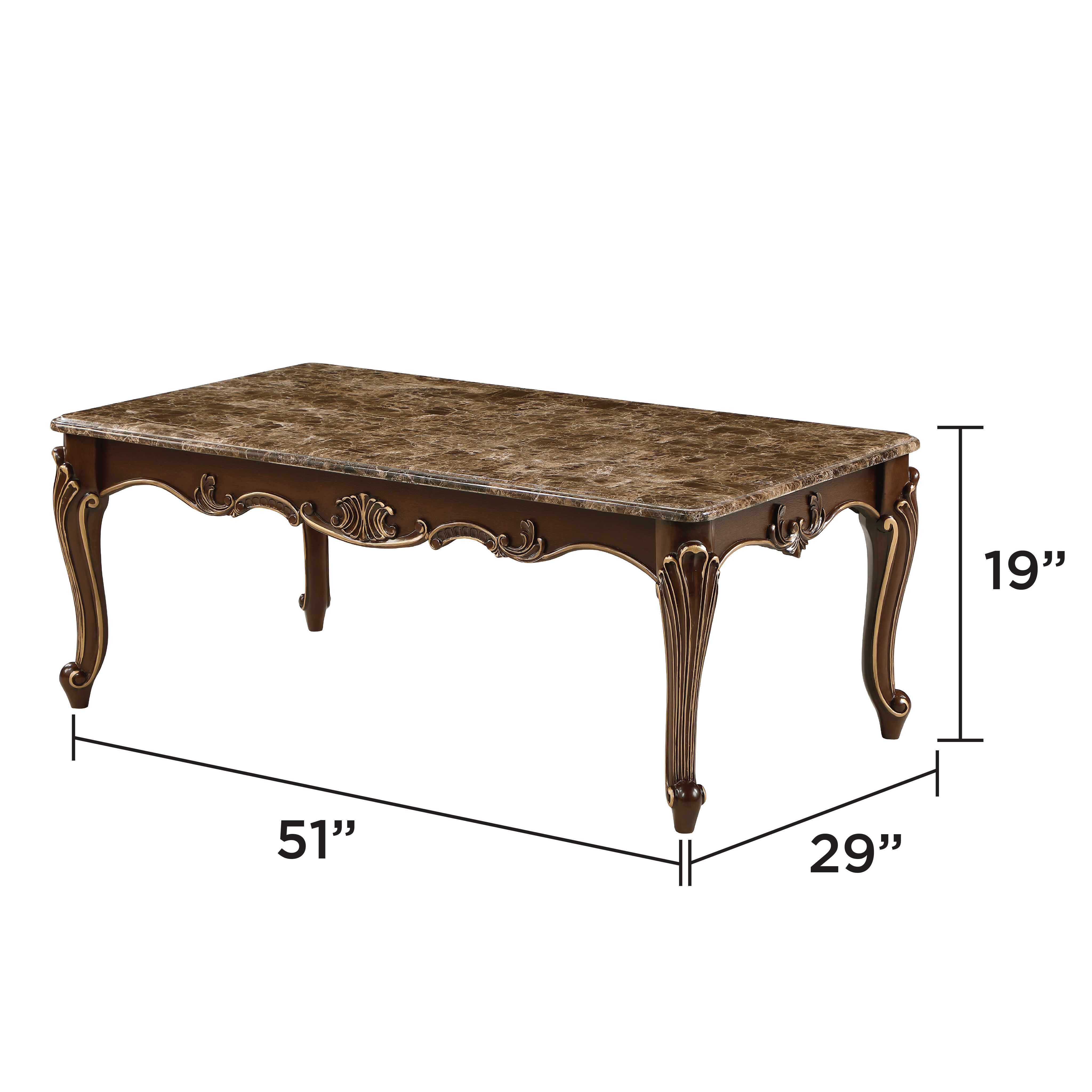 Lotus Rectangle Faux Marble Top Coffee Table