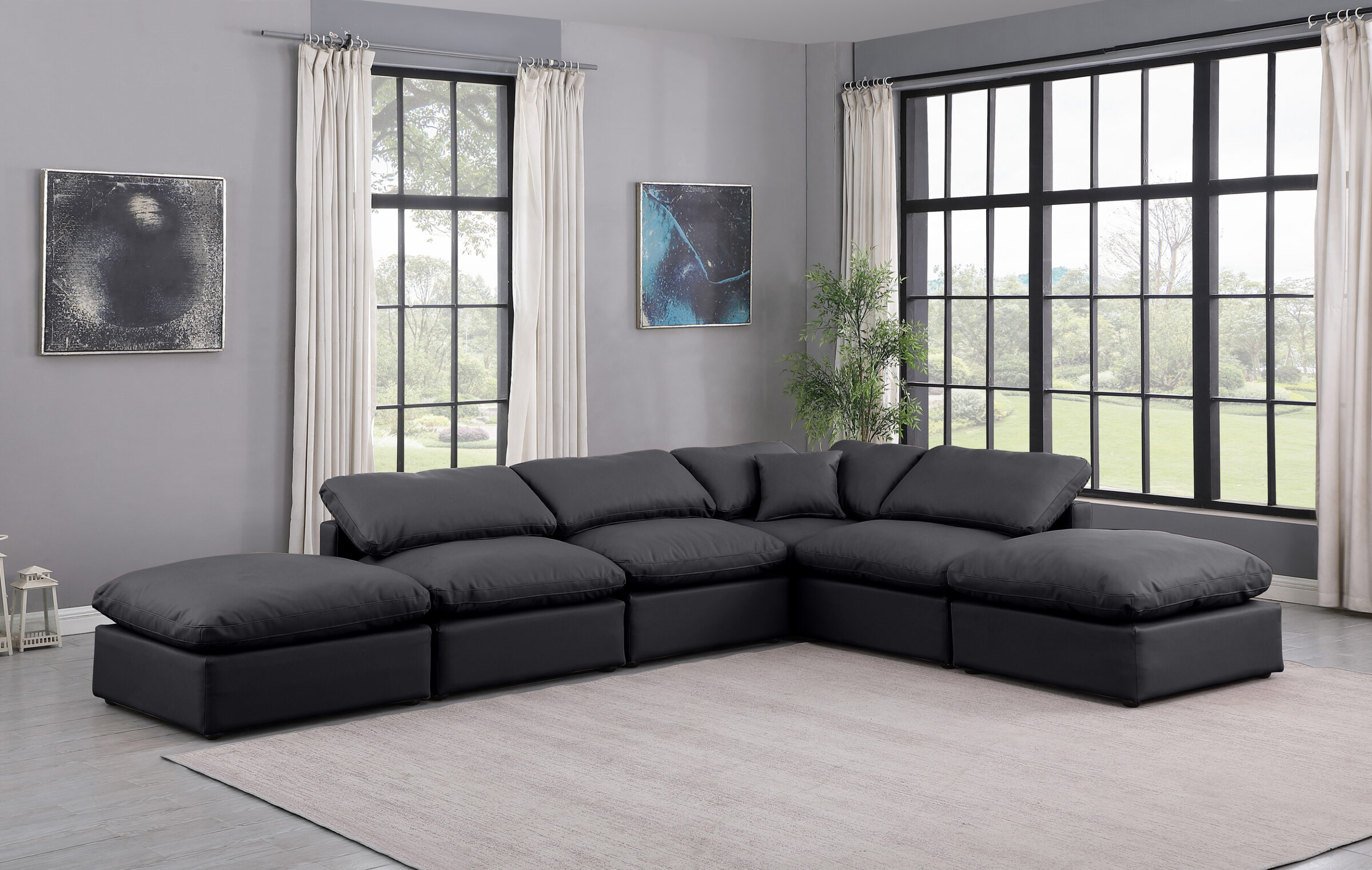 Indulge 140-inch Vegan Leather 6-Piece Modular L-Shape Sectional, Composition 2