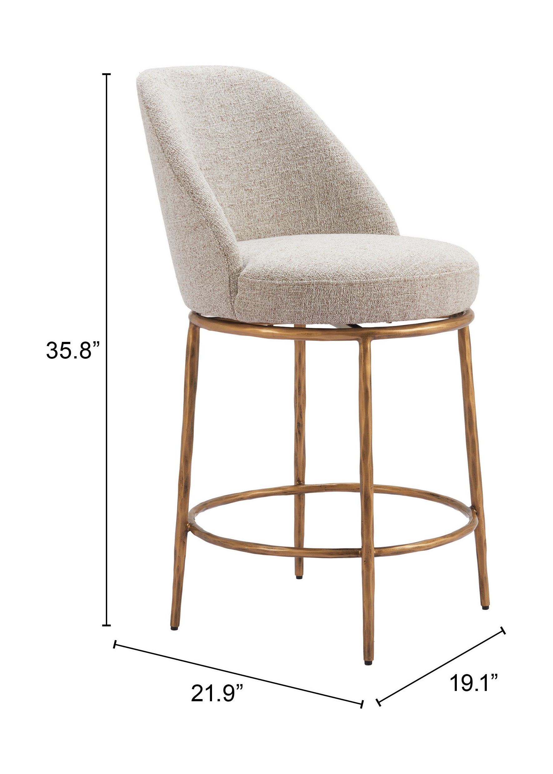 Nordhavn Polyester Swivel Counter Stool