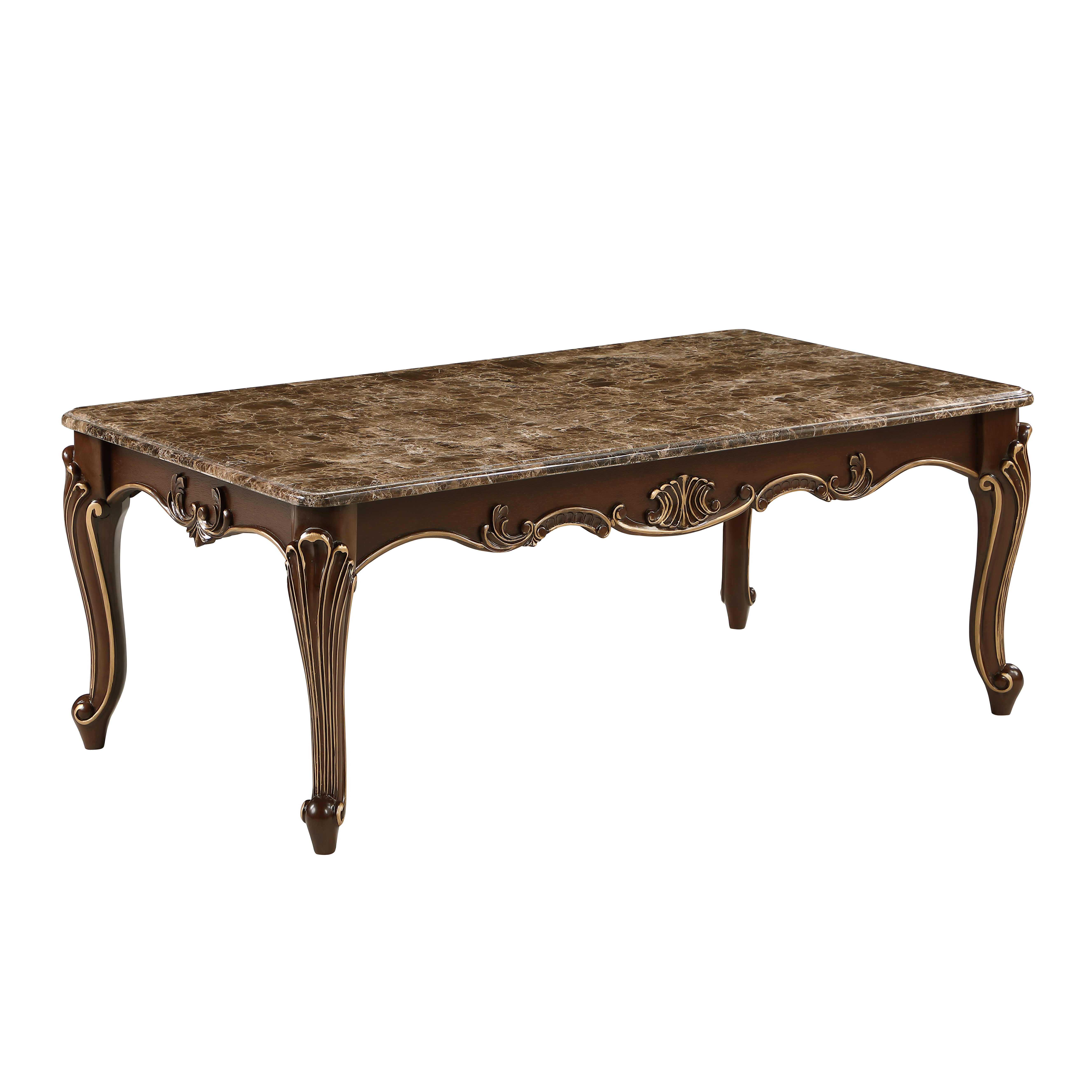 Lotus Rectangle Faux Marble Top Coffee Table