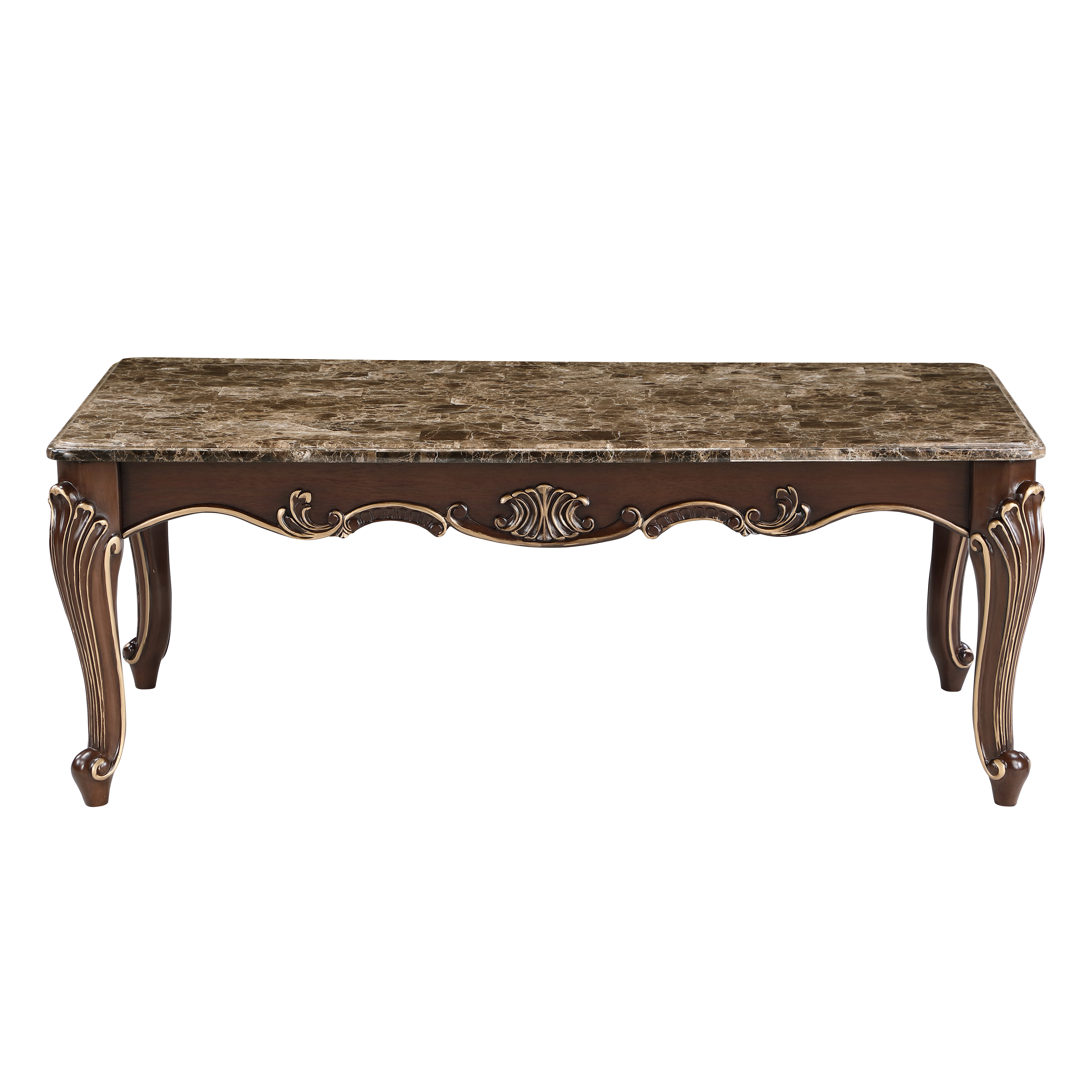 Lotus Rectangle Faux Marble Top Coffee Table