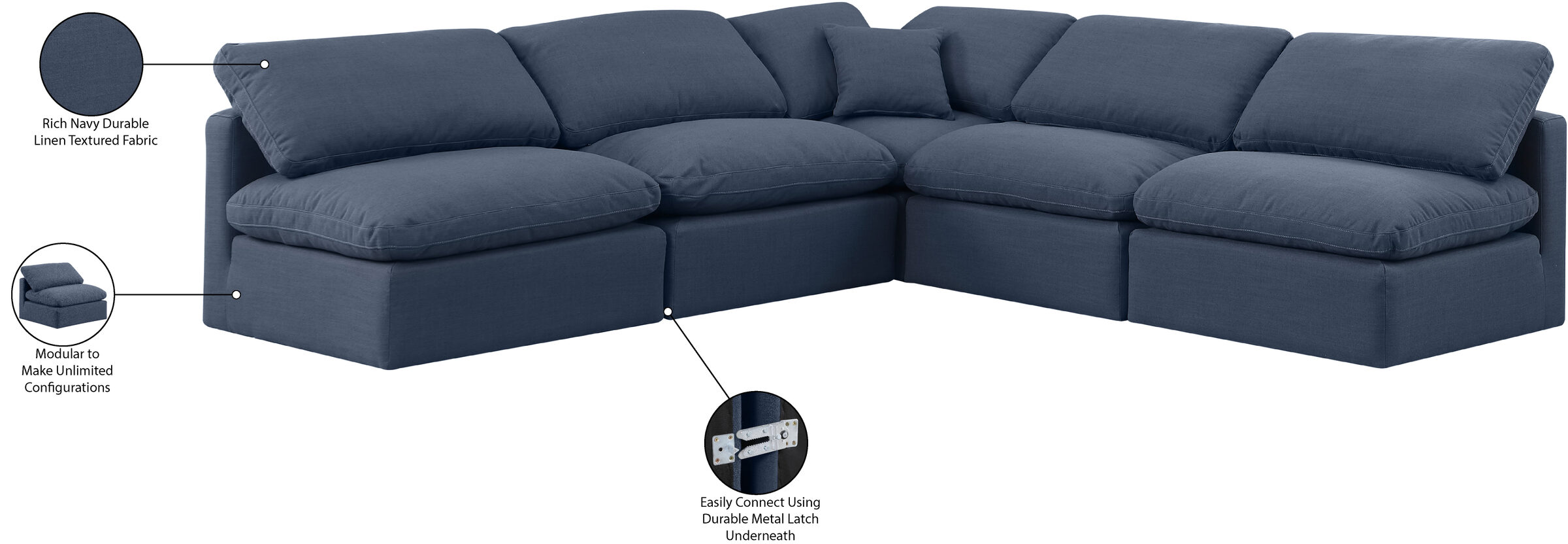 Indulge 105-inch Linen 5-Piece Modular L-Shape Sectional, Composition 1